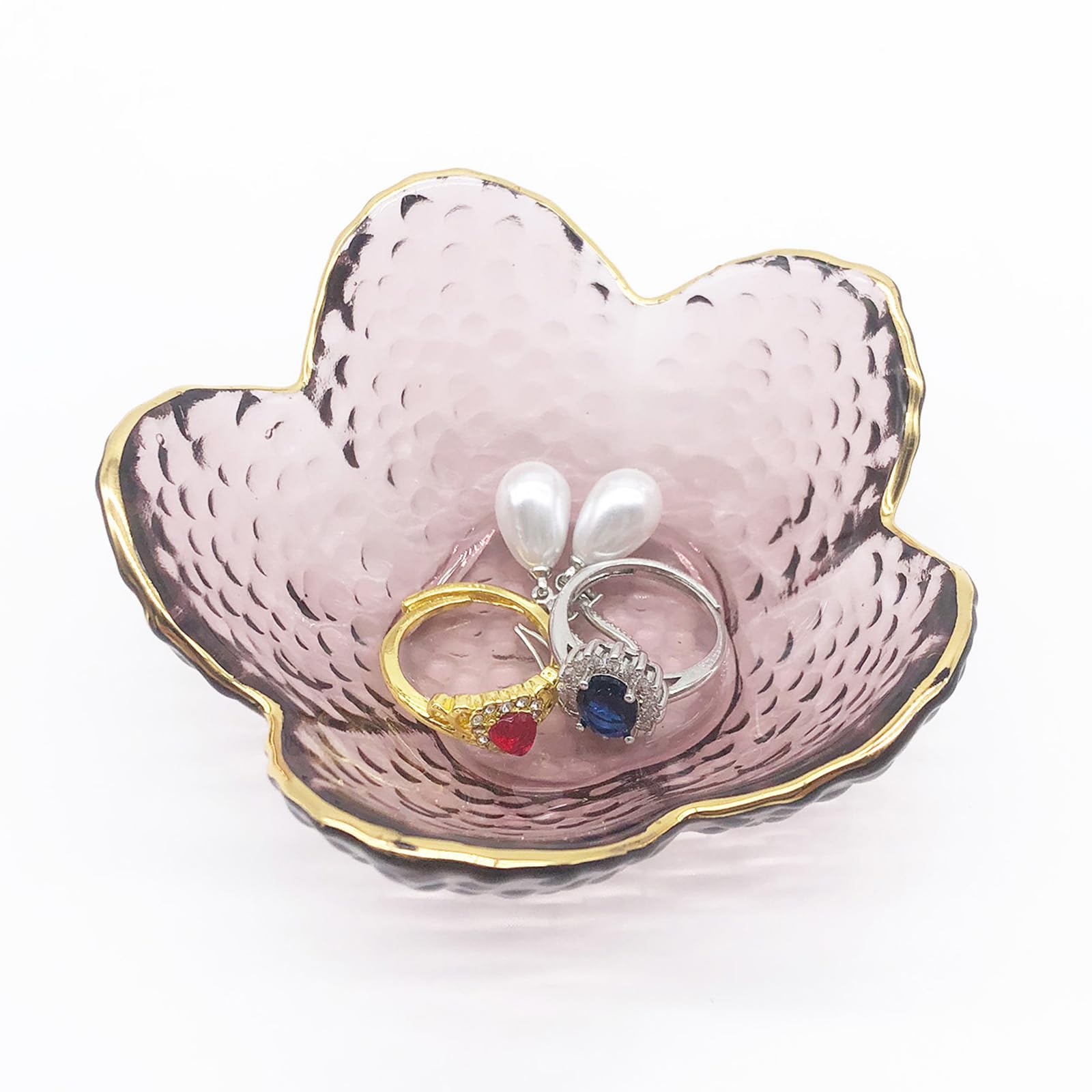 Elegant Glass Jewelry Tray - Crystal Ring Holder & Trinket Bowl for Rings, Earrings, Necklaces - Perfect for Nightstand Decor, Engagement Gifts & Bathroom Organization