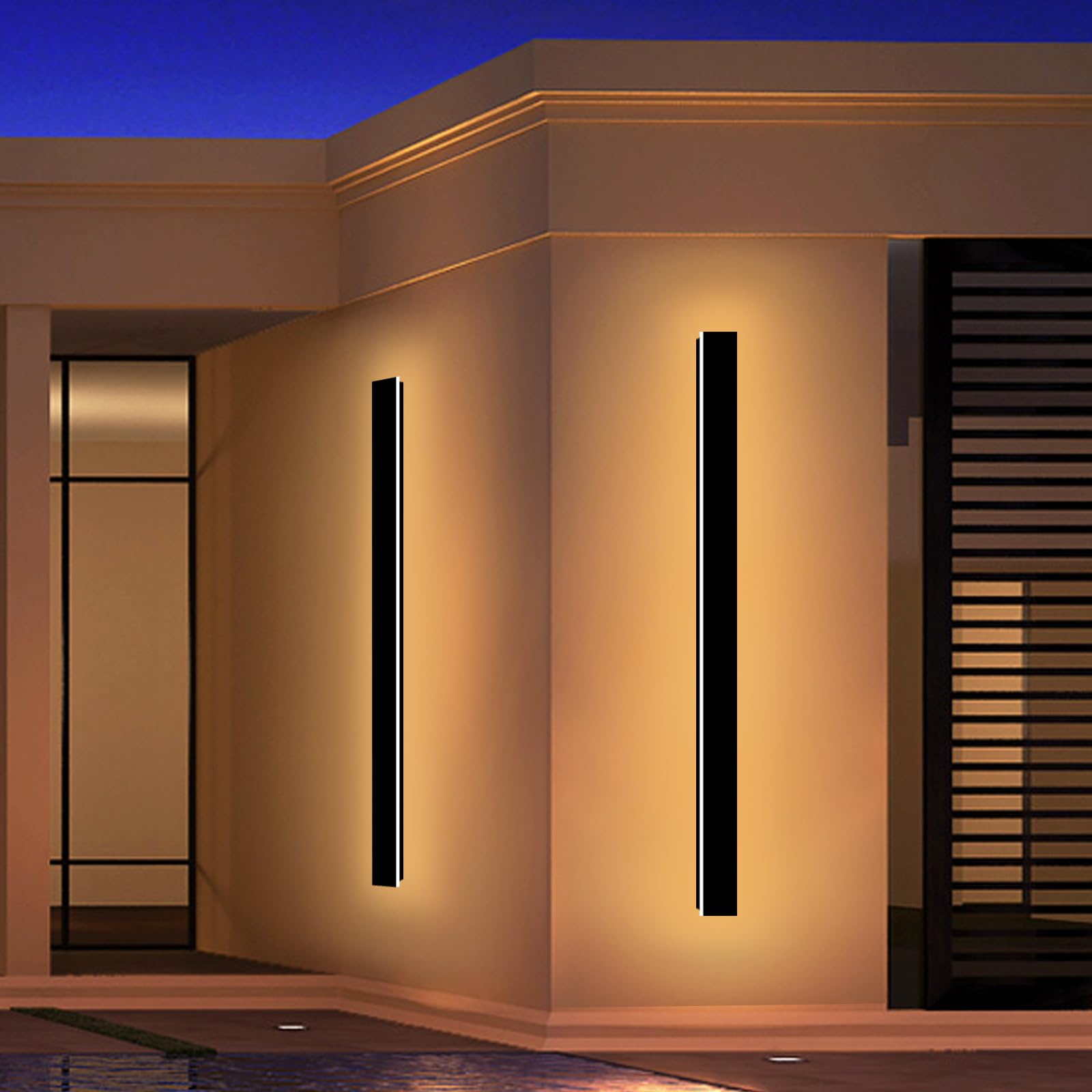 59 Inch LED Linear Wall Sconce - 3000K Warm White Modern Outdoor Wall Light, Waterproof Exterior Lighting Fixture for House, Garage, Porch, Patio, and Garden - Perfect for Entryway Illumination and Landscape Lighting