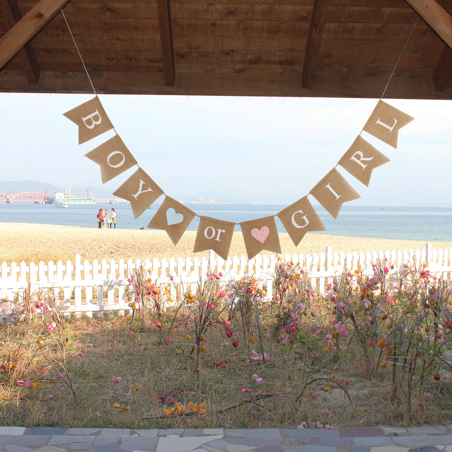 Gender Neutral Burlap Baby Shower Banner - Boy or Girl Gender Reveal Party Decor - Welcome Baby Sign for Nursery & Gender Announcement Parties