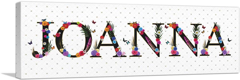JOANNA Girls Name Canvas Wall Art - 60x20 Inch Stretched Framed Painting, Nursery Decor, Personalized Room Decor for Baby Girls - Perfect for Bedroom, Playroom & Birthday Gifts