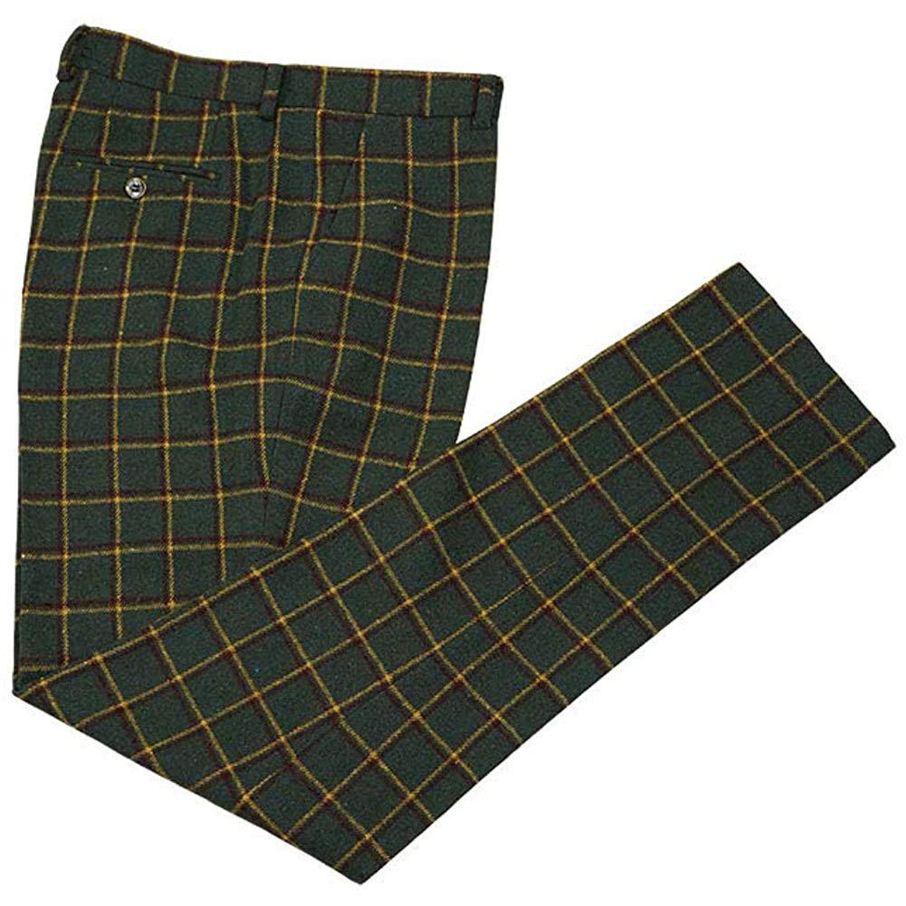 GATMSTZ Men's Slim Fit Checked Tweed 3-Piece Suit Set - Formal Wedding, Prom, Business & Evening Occasions - Plaid Tuxedo for Groom & Special Events