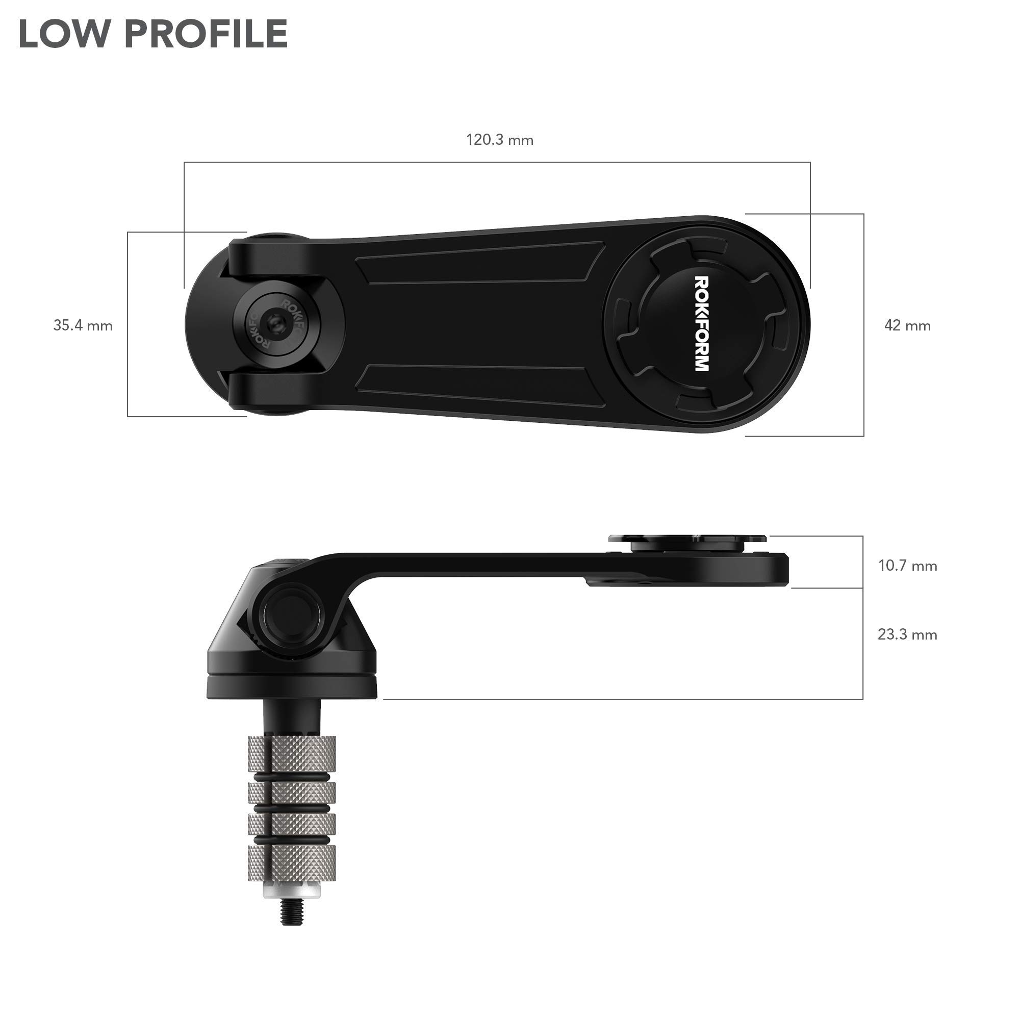 Rokform Pro Series Motorcycle Stem Phone Mount – Secure 12-24mm Sport Bike Center Stems with Quad Tab Twist Lock & Built-in Magnet Mount (Black) – Ideal for Adventure Rides & Daily Commutes