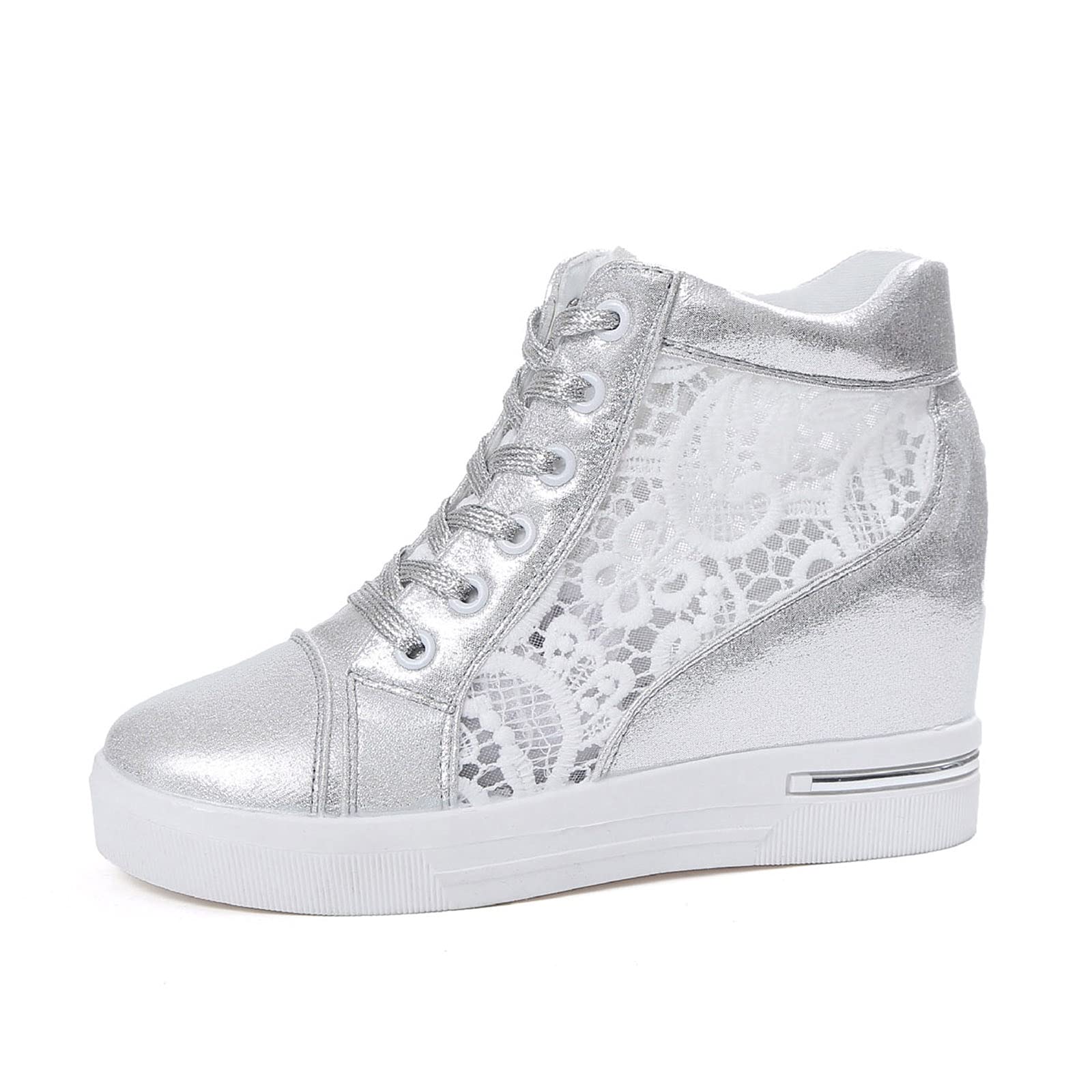 **NAX Women's Wedge Platform Sneakers - Breathable Leather Lace-Up Shoes with Rubber Sole for Comfort & Height Boost | Perfect for Casual Wear, Work & Everyday Fashion**