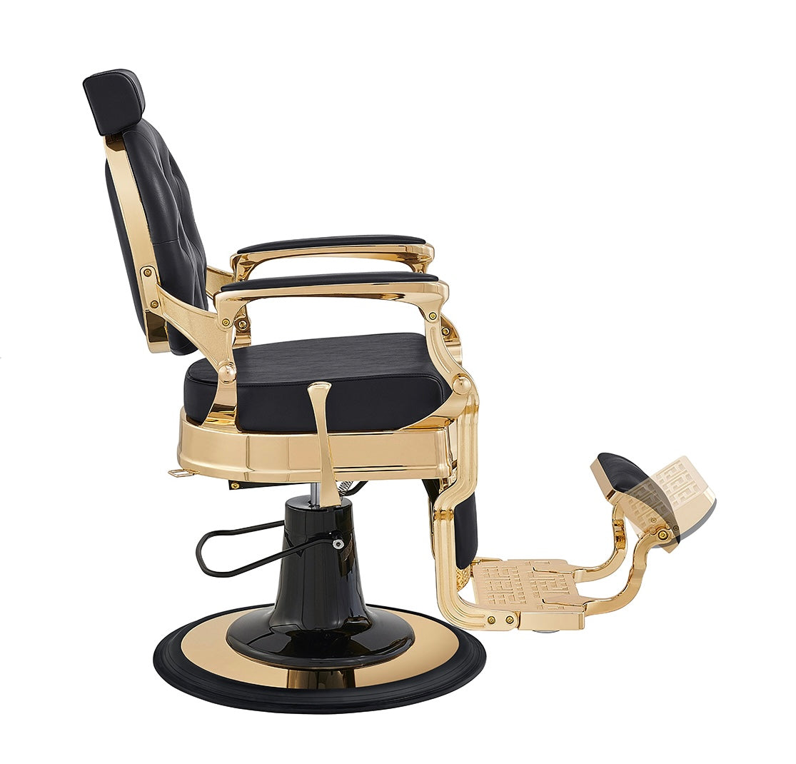 Princeton II Barber Chair with Gold Finish - Professional Salon & Home Barber Styling Chair for Haircuts & Grooming