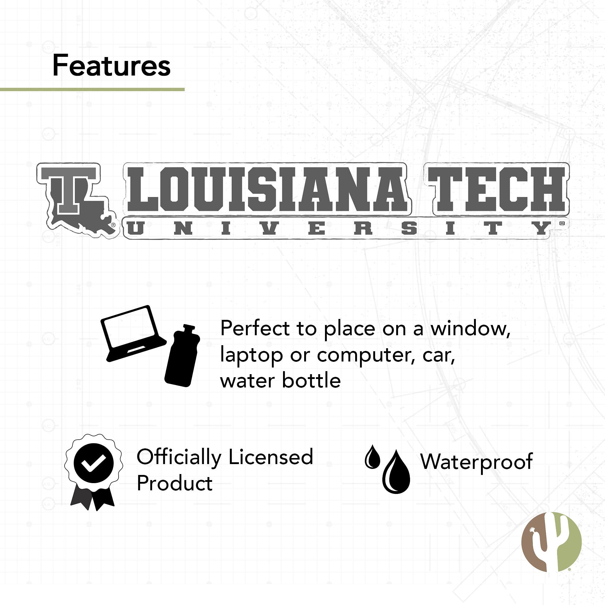 Louisiana Tech University Bulldogs Logo Vinyl Decal Sticker - 8 Inch Waterproof Laptop, Water Bottle, Car, Scrapbook Decal for College Fans & Alumni | Perfect for Game Day, Dorm Decor, School Spirit
