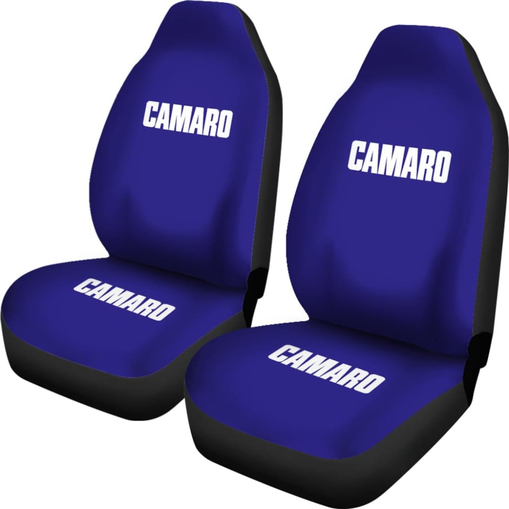 Premium Blue Camaro White Letter Car Seat Covers - Universal Fit for 2010-2024 Models - Durable Neoprene Fabric - Perfect for Road Trips, Daily Commutes & Car Shows