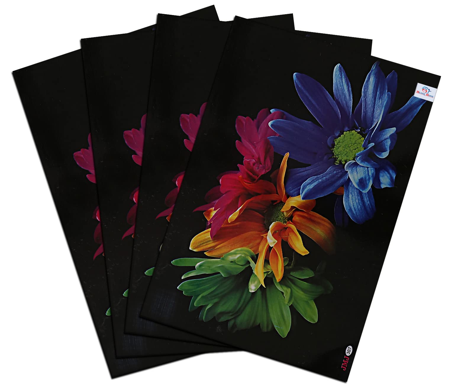 4-Pack Multicolor Flower Printed PVC Placemats - Waterproof, Oil Resistant, Easy Clean Table Mats for Dining Room, Kitchen & Outdoor Use | Stylish Home Decor & Functional Table Accessories