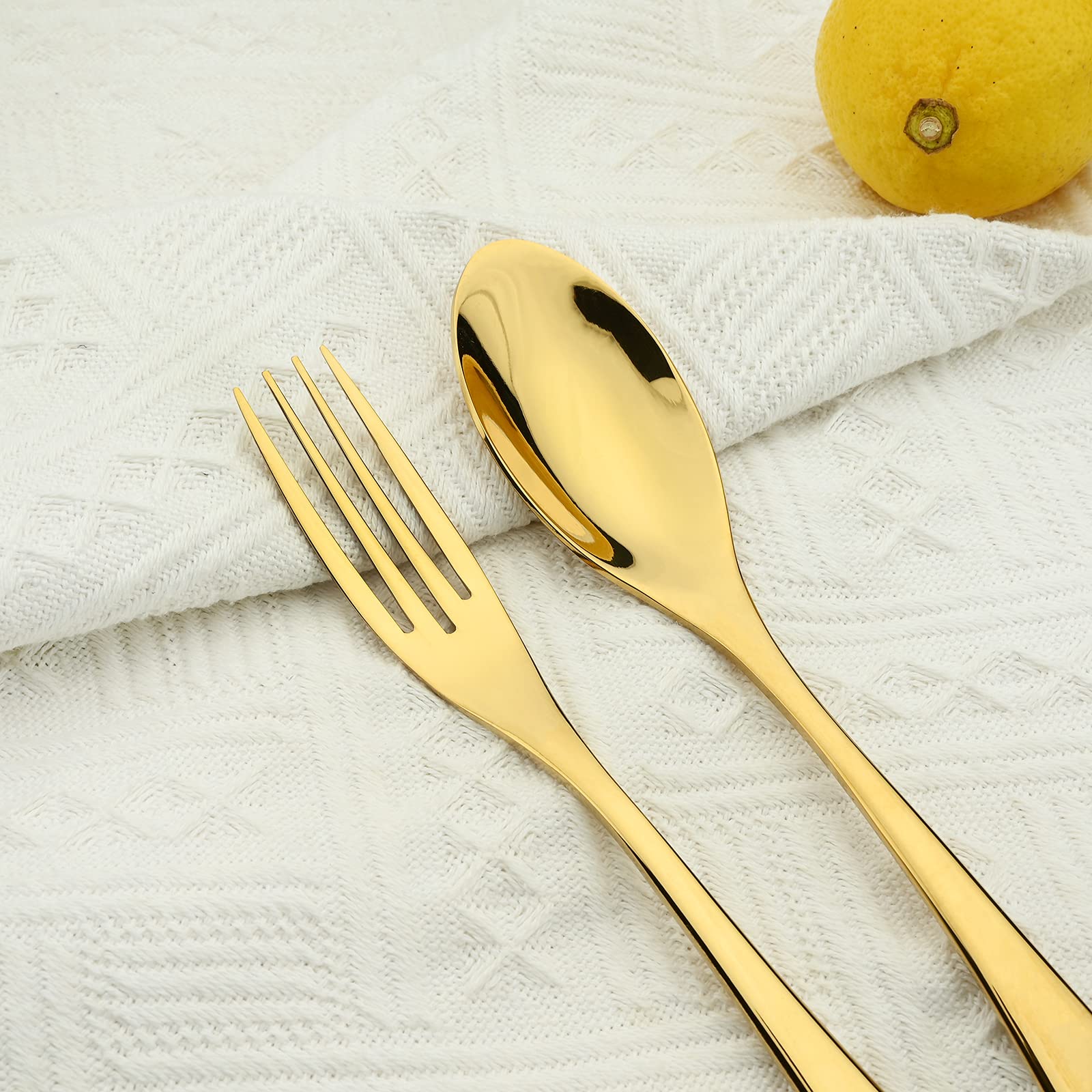 Premium 4-Piece 18/10 Stainless Steel Gold Dinner Forks Set - 8.46