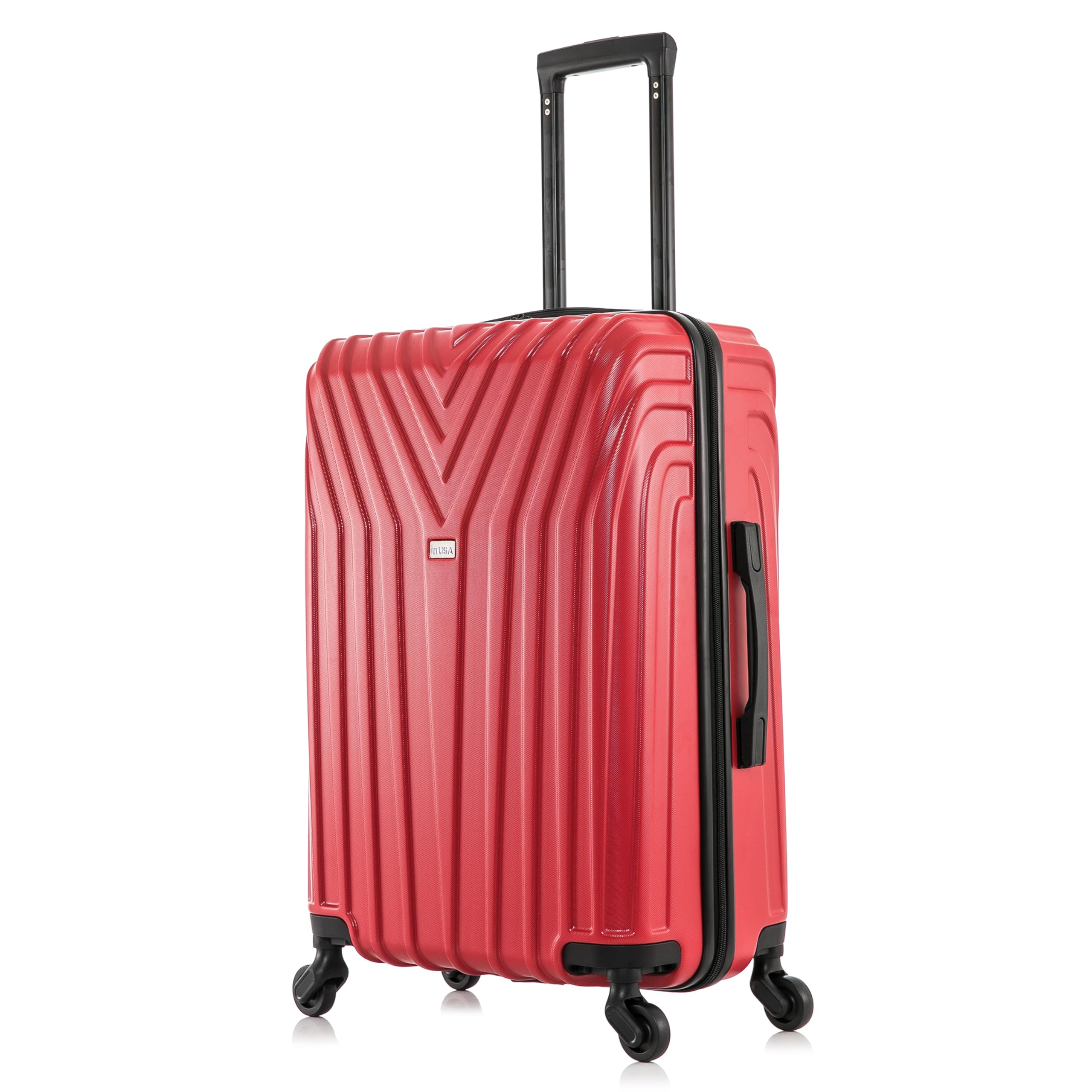 InUSA VASTY 24-Inch Hardside Spinner Luggage - Lightweight Durable Suitcase with Trolley Handle for Air Travel, Medium Checked Bag (Red) - Perfect for Business Trips, Family Vacations & International Travel