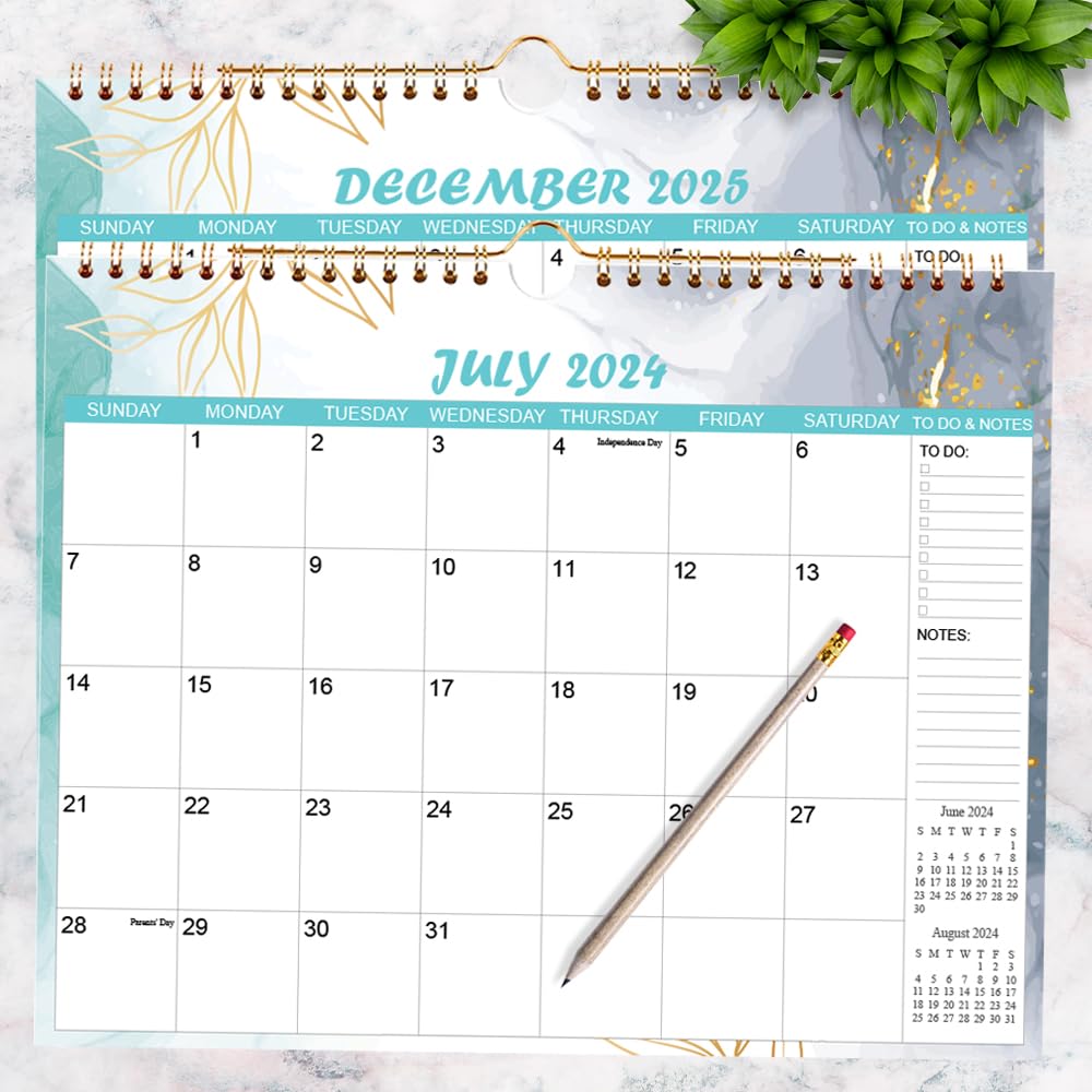 2024-2025 Wall Calendar | July 2024 - December 2025 Monthly Planner | 18-Month Watercolor Design | Thick Paper 11.5