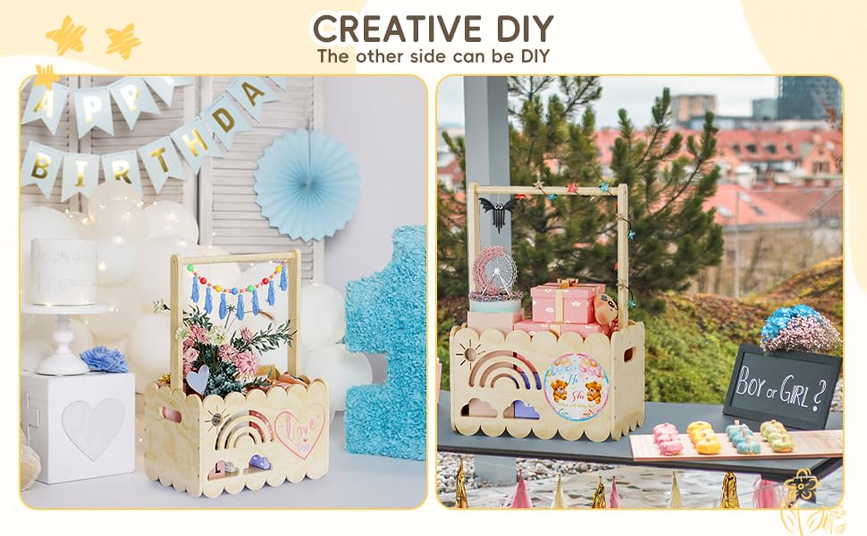 Wooden Baby Shower Gift Crate - Handmade Nursery Storage Organizer for Boys & Girls | Perfect for Baby Showers, New Parent Gifts & Nursery Decor | Ideal for Storing Toys, Blankets & Baby Essentials