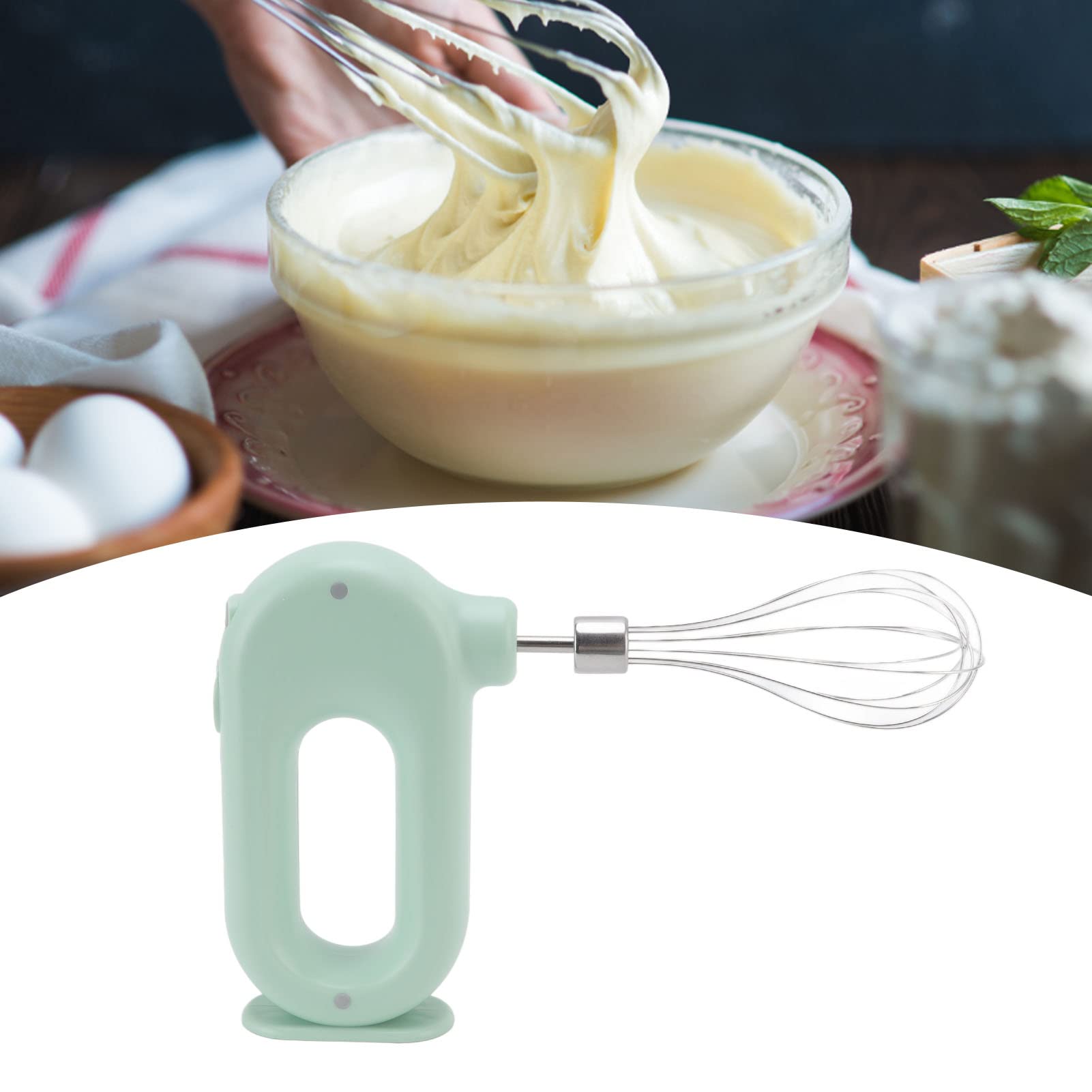 5V 20W Electric Hand Mixer - 3 Speed Anti-Slip Handle, Stainless Steel Milk Frother & Egg Beater for Baking, Cooking & Coffee Making | Perfect for Kitchen, Home & Professional Use (Green)