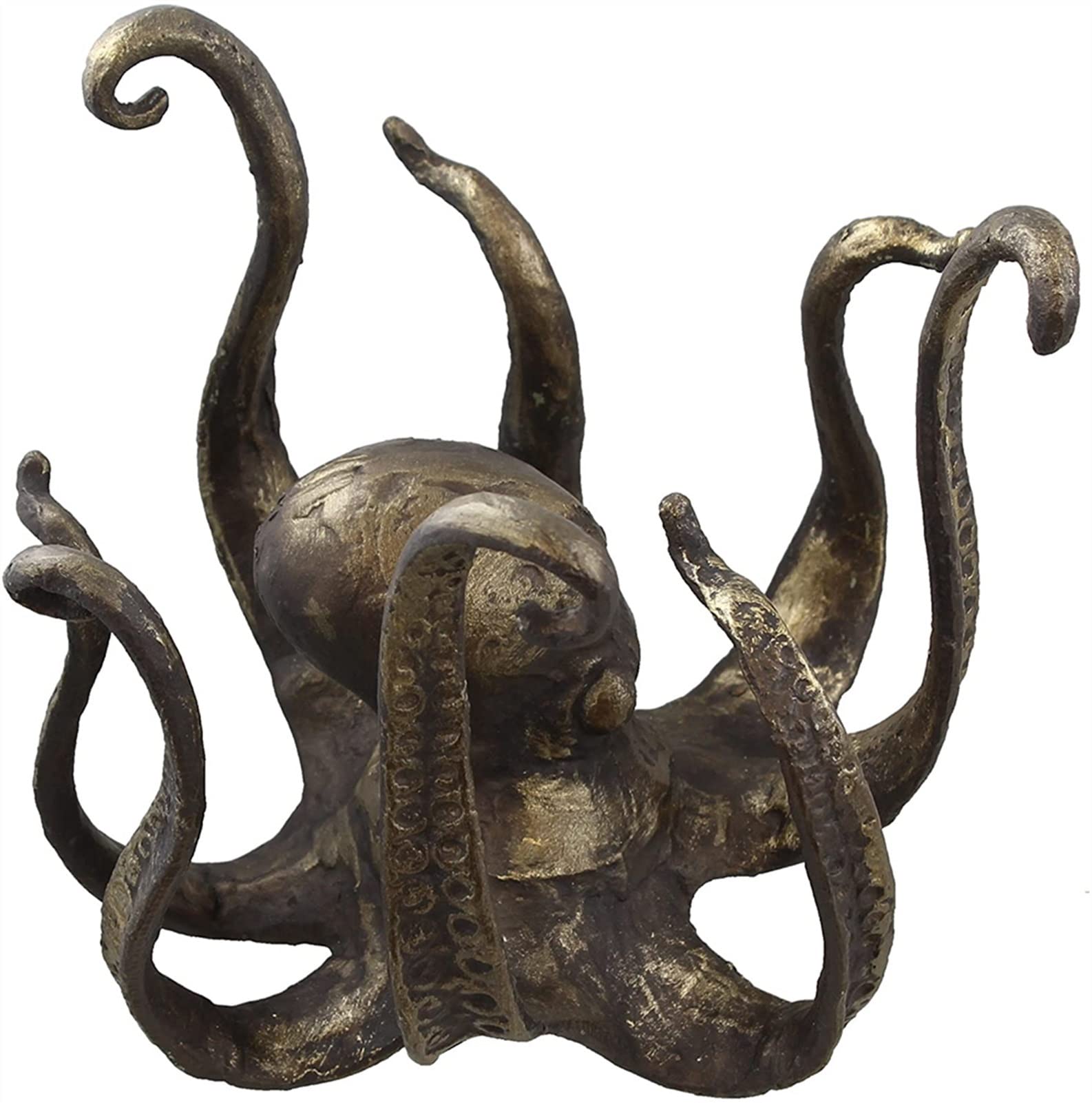 Large Bronze Resin Octopus Mug Holder - Modern Decorative Sculpture for Tea Cups & Coffee Mugs | Unique Tabletop Decor for Home Office & Kitchen