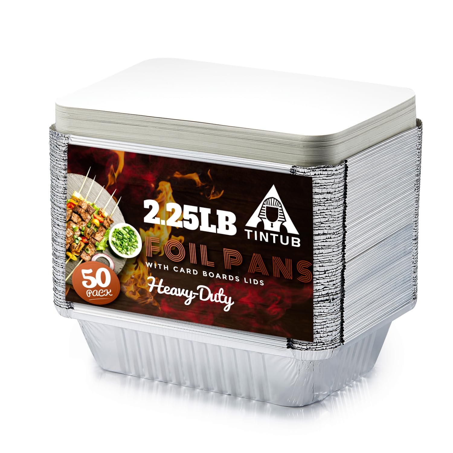 50-Pack Heavy-Duty Disposable Aluminum Pans 8.5