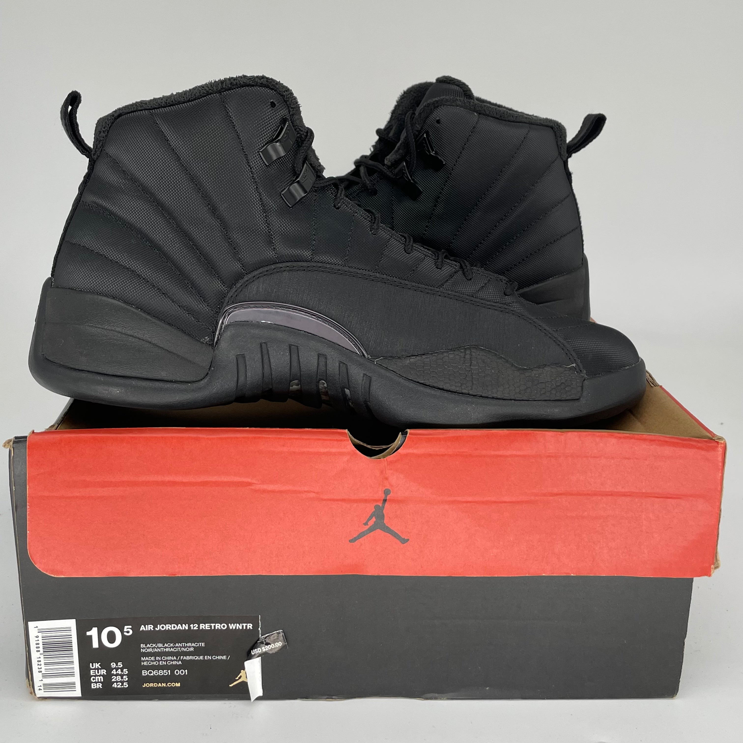 AIR JORDAN 12 Winter Black Men's Basketball Shoes Size 10.5 (BQ6851-001) - Perfect for Streetwear & Court Performance