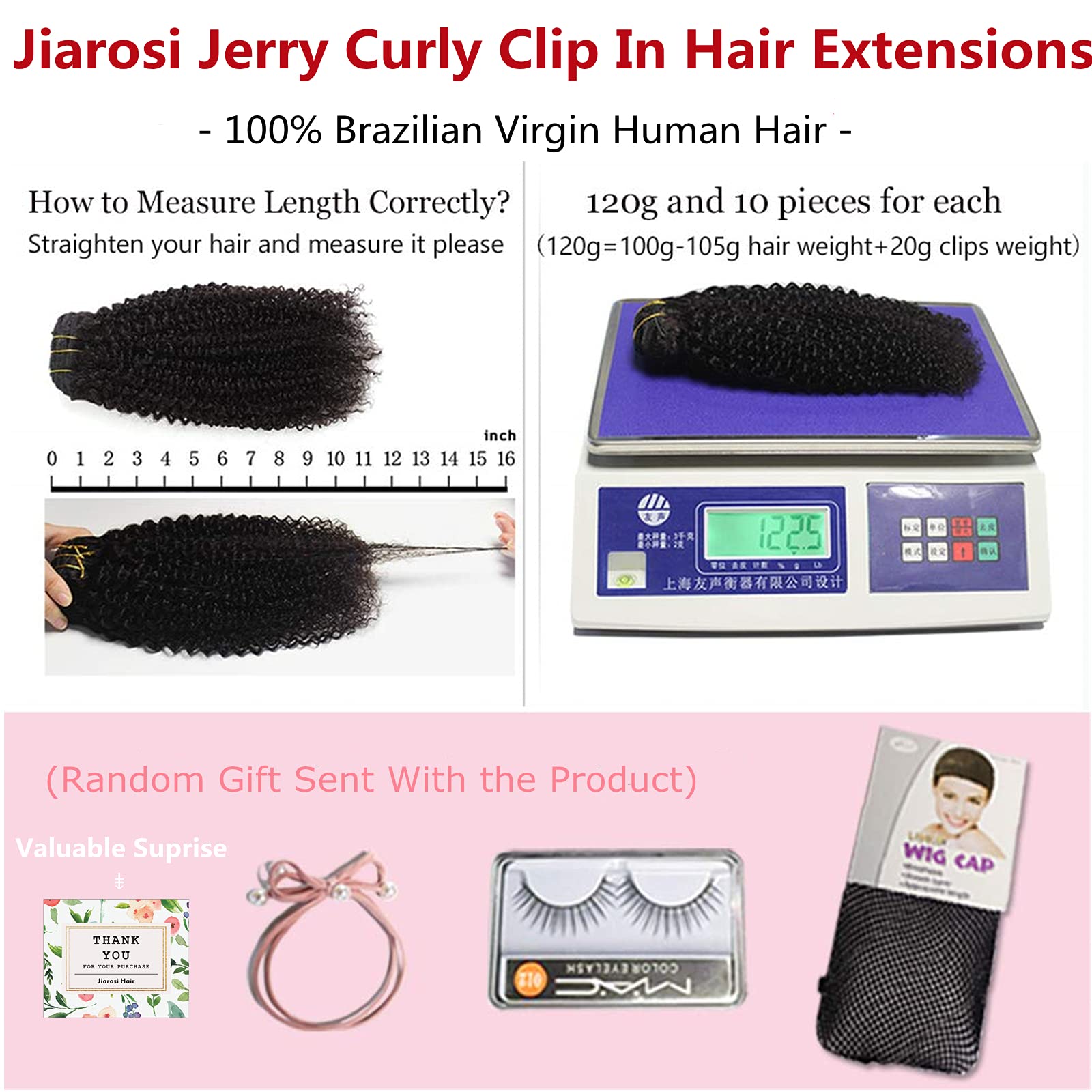 Jerry Curly Clip in Hair Extensions 14 Inch Real Human Hair 3B 3C Curly Hair Weft - 7Pcs Brazilian Virgin Hair with 24 Clips for Black Women | Easy to Blend, Natural Look | Perfect for Daily Wear, Parties & Special Occasions
