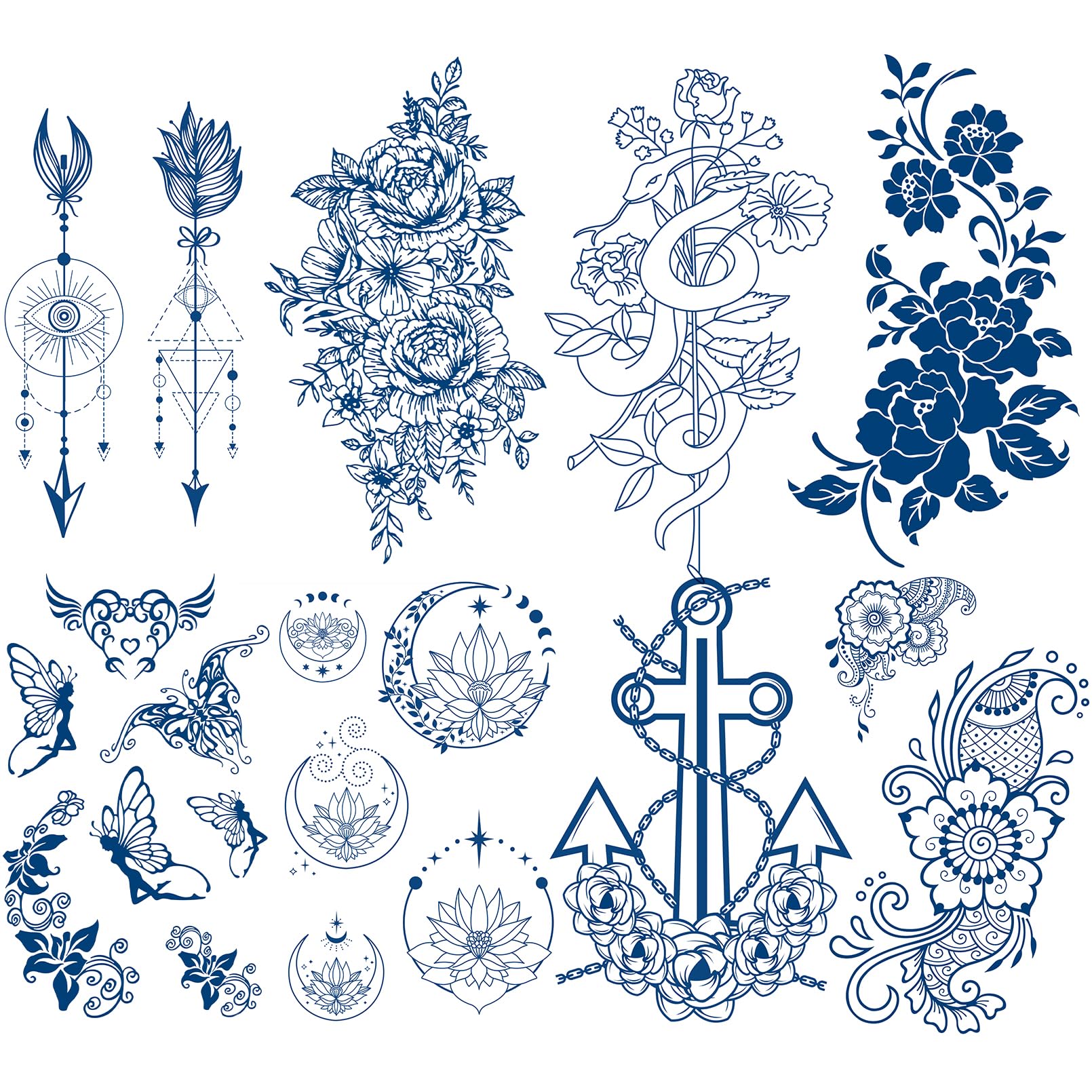 Realistic Semi Permanent Tattoos - 8 Sheets Waterproof Fake Tattoo Stickers Lasts 1-2 Weeks | Plant-Based Ink for Women & Men | Perfect for Halloween, Parties, Cosplay and Christmas Gifts