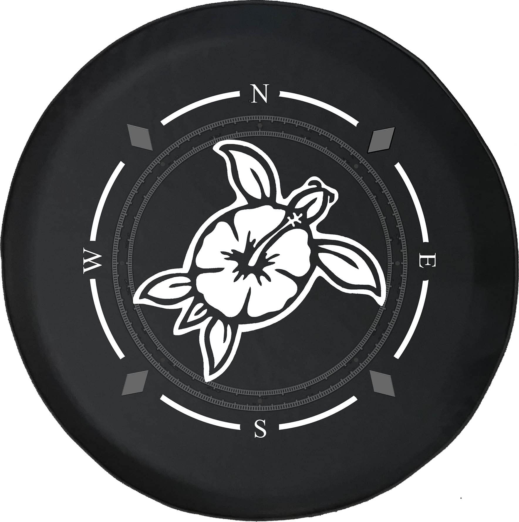 American Unlimited Spare Tire Cover with Compass & Tropical Flower Sea Turtle Design - Universal Fit for SUV, Trailer, RV & Most Vehicles - Waterproof & UV-Resistant Wheel Protector for Outdoor Adventures & Road Trips