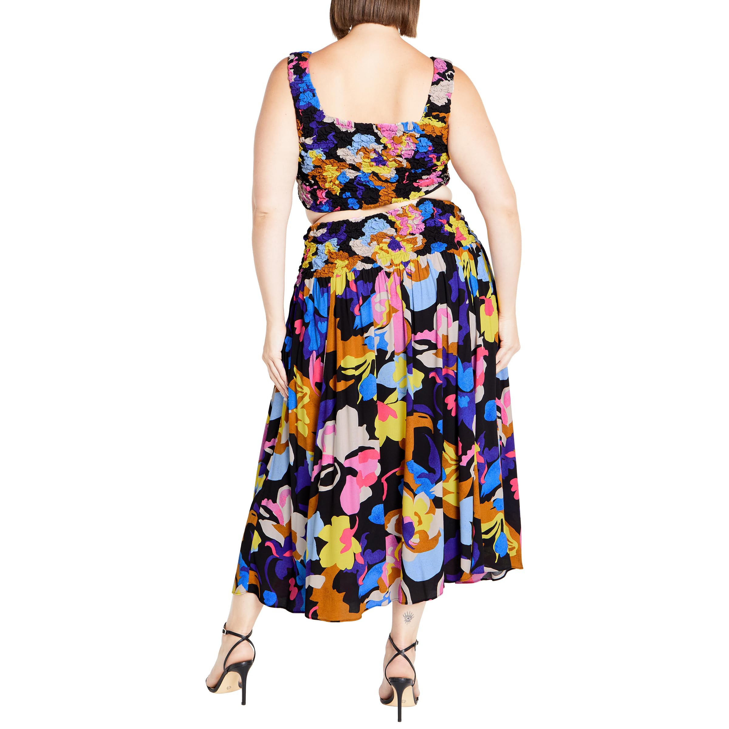 Plus Size 2 Piece Outfit - Floral Print Top & Skirt Set for Women | Casual Summer Dressy Outfit for Beach, Vacation & Date Night