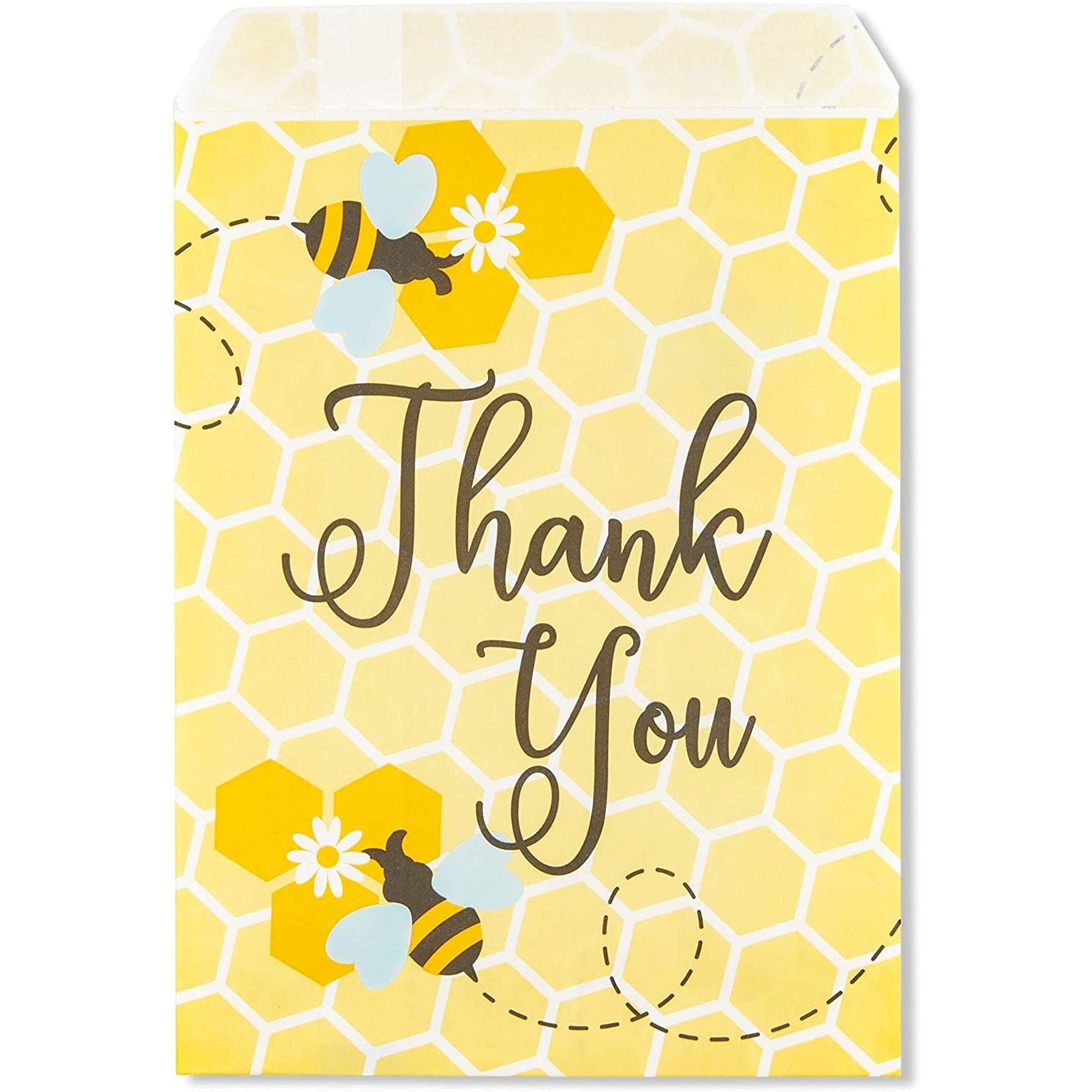 Bumble Bee Paper Treat Bags for Baby Shower & Party Favors - 5x7 Inch Goodie Bags for Gifts, Decorations (Pack of 100) - Perfect for Gender Reveals, Birthday Parties & Wedding Favors