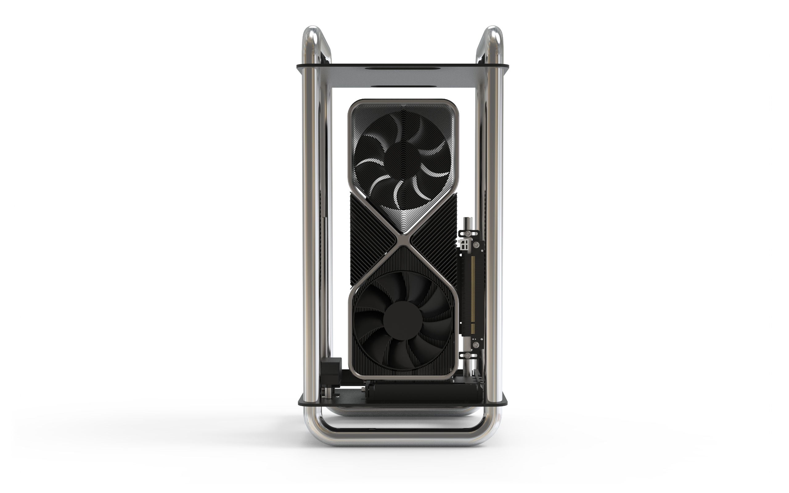 Streacom DA6 Open Frame ITX PC Case - Chrome & Black - Compact Mini Gaming & HTPC Builds for Small Spaces