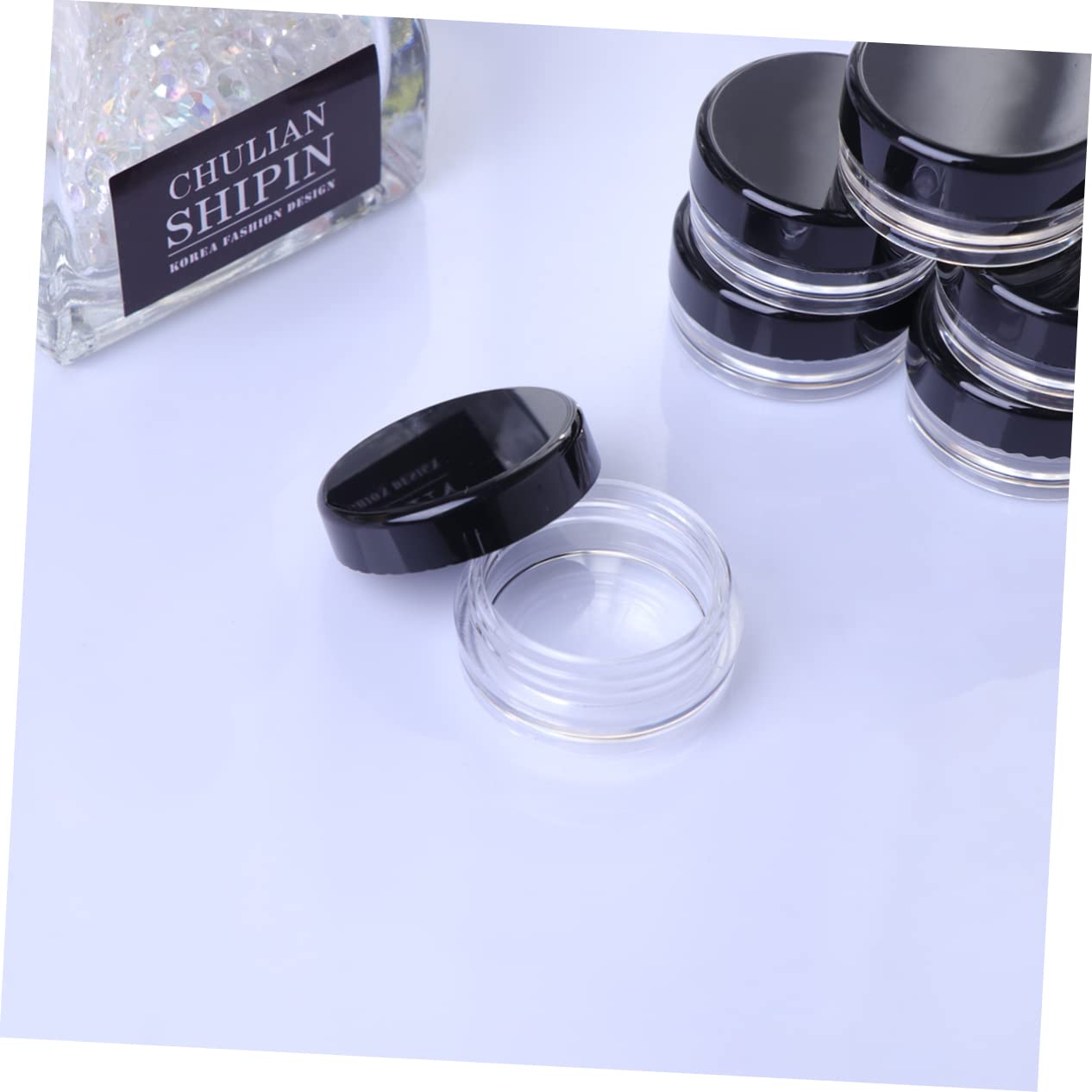 FRCOLOR 150 Pcs Clear Empty Cosmetic Jars - Refillable Lip Gloss Organizer, Eyeshadow Pigment Containers, Lotion Pots & Makeup Powder Holders - Portable Travel Size for DIY Beauty & Salon Use