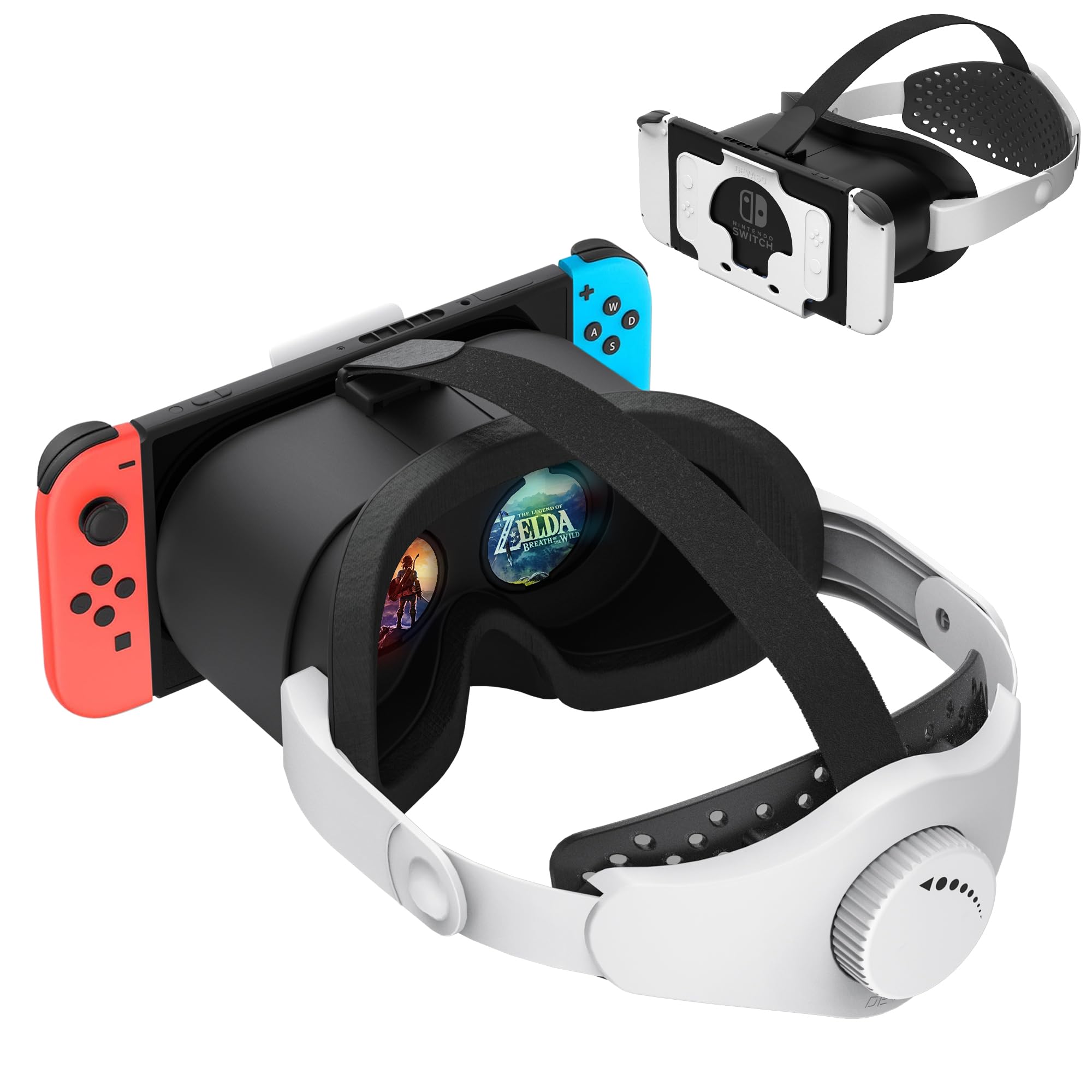 Upgraded VR Headset for Nintendo Switch & Switch OLED - Adjustable HD Lenses with Comfortable Head Strap & Rotary Button - Compatible with Switch VR Games & Labo VR Accessories (Black/White) - Perfect for Immersive Gaming, Virtual Reality Experiences & Family Entertainment