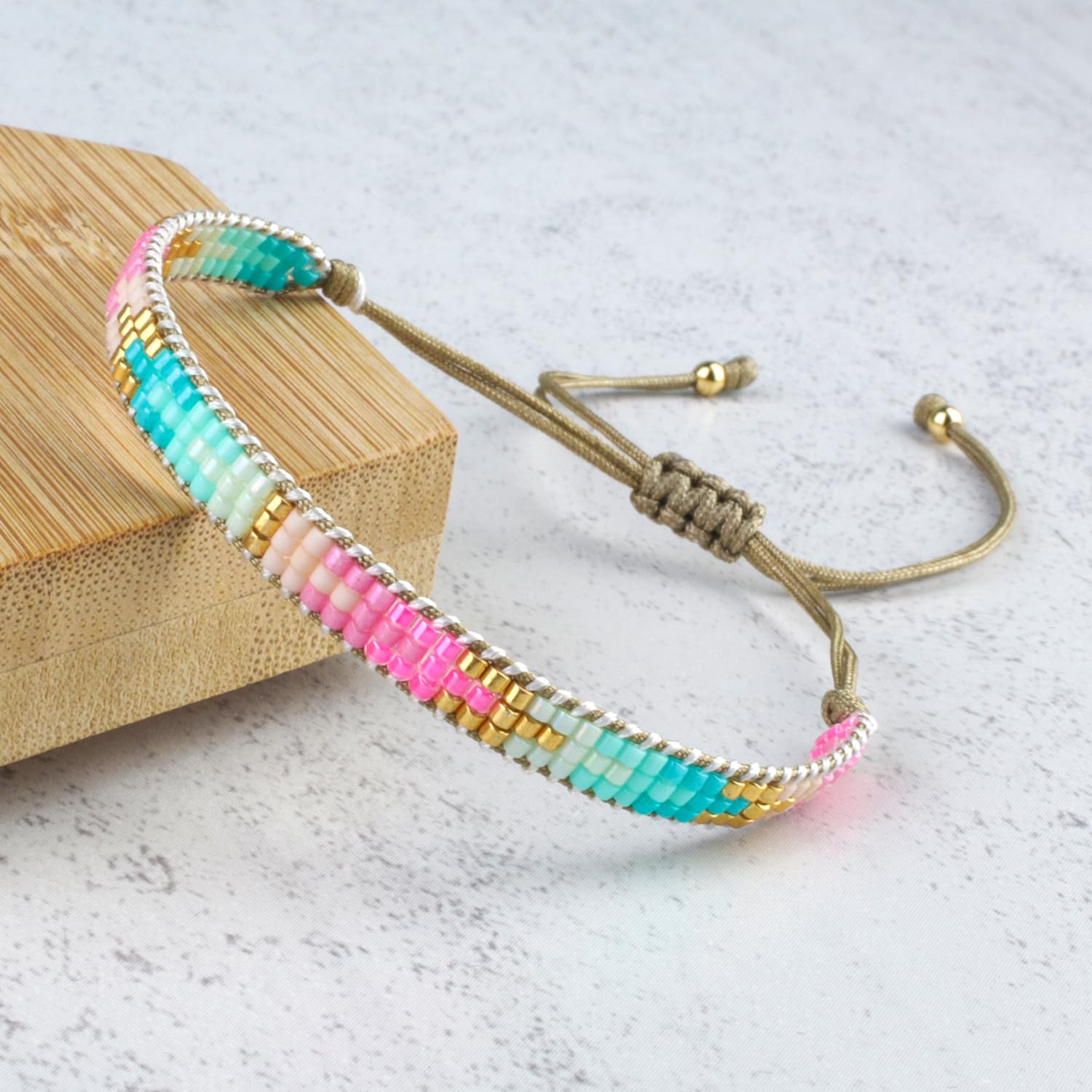 KELITCH Miyuki Bohemian Friendship Bracelets - Rainbow Color Beaded Charm Bangle Jewelry for Women & Girls - Perfect for Gifts, Parties, and Everyday Boho Style