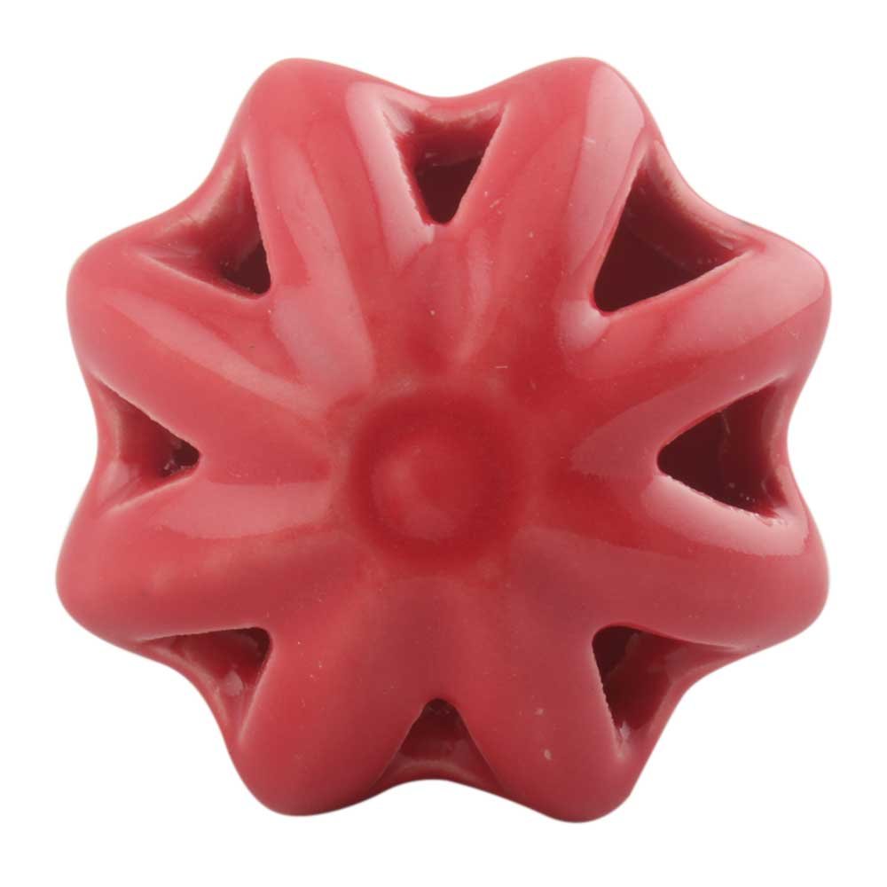 IndianShelf 14 Pack Ceramic Flower Drawer Knobs - Red Cabinet Hardware Pulls for Kitchen, Dresser, Chest & Furniture - Decorative Luxury Home Upgrade for Bedroom, Bathroom & Office Organization