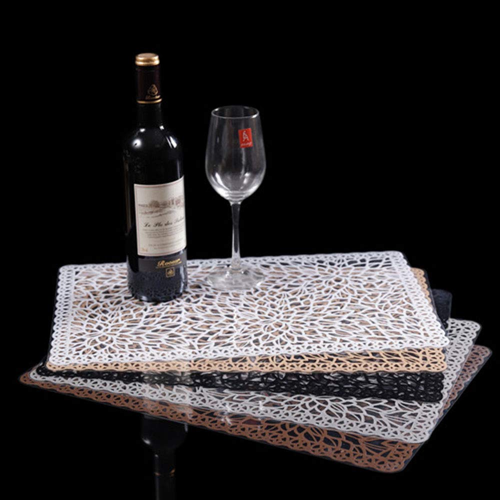 6-Pack Waterproof PVC Vinyl Placemats for Dining Table - White Plastic Washable & Wipe Clean Table Mats - Perfect for Kitchen, Restaurant, and Outdoor Picnic Use