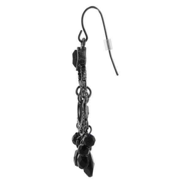 1928 Jewelry Black Crescent Briolette Chandelier Earrings - Elegant Dangle Earrings for Women, Perfect for Evening Parties, Weddings & Special Occasions
