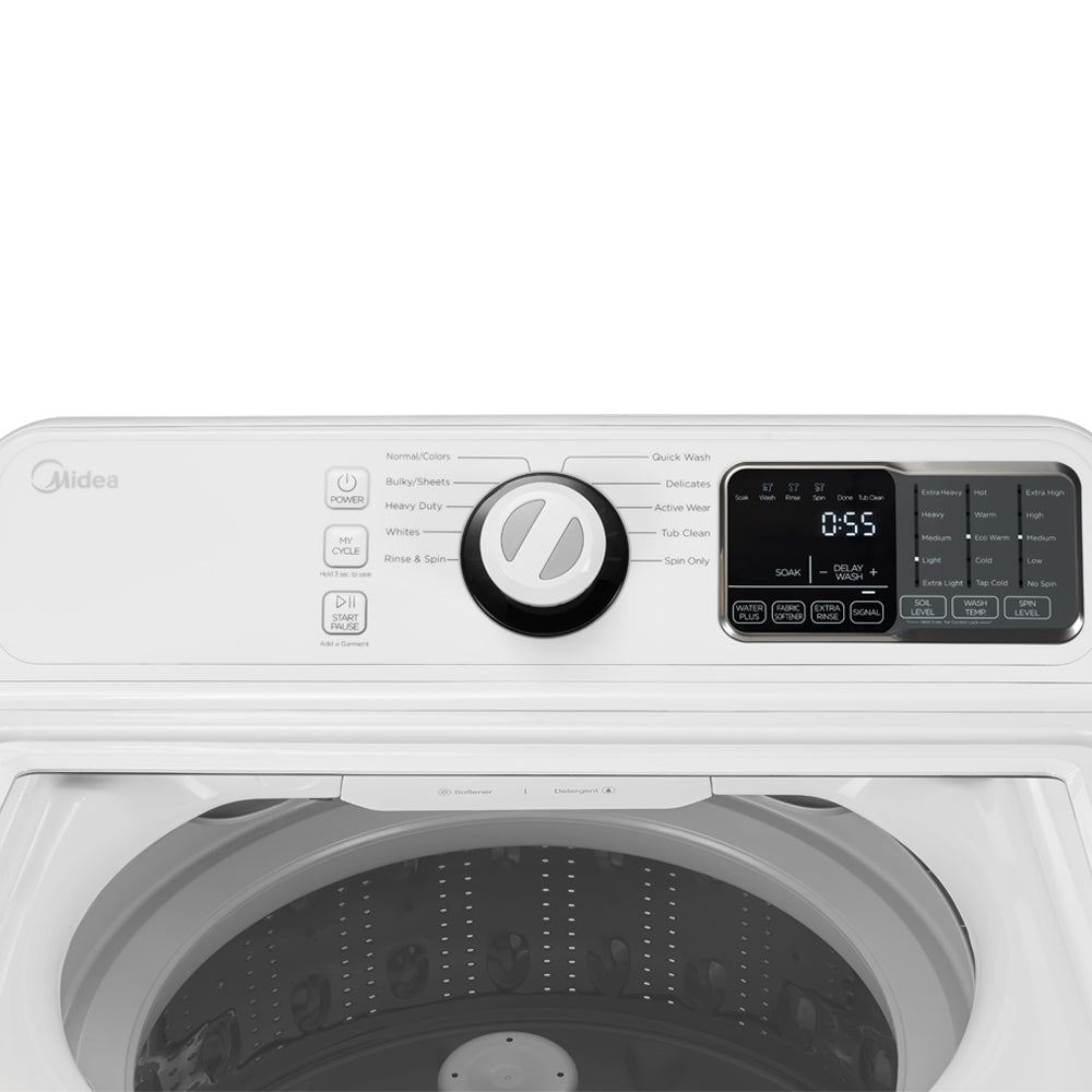 Midea MLV45N1BWW 4.5 Cu. Ft. White Top Load Washing Machine with Agitator - Perfect for Laundry Rooms, Apartments & Small Spaces