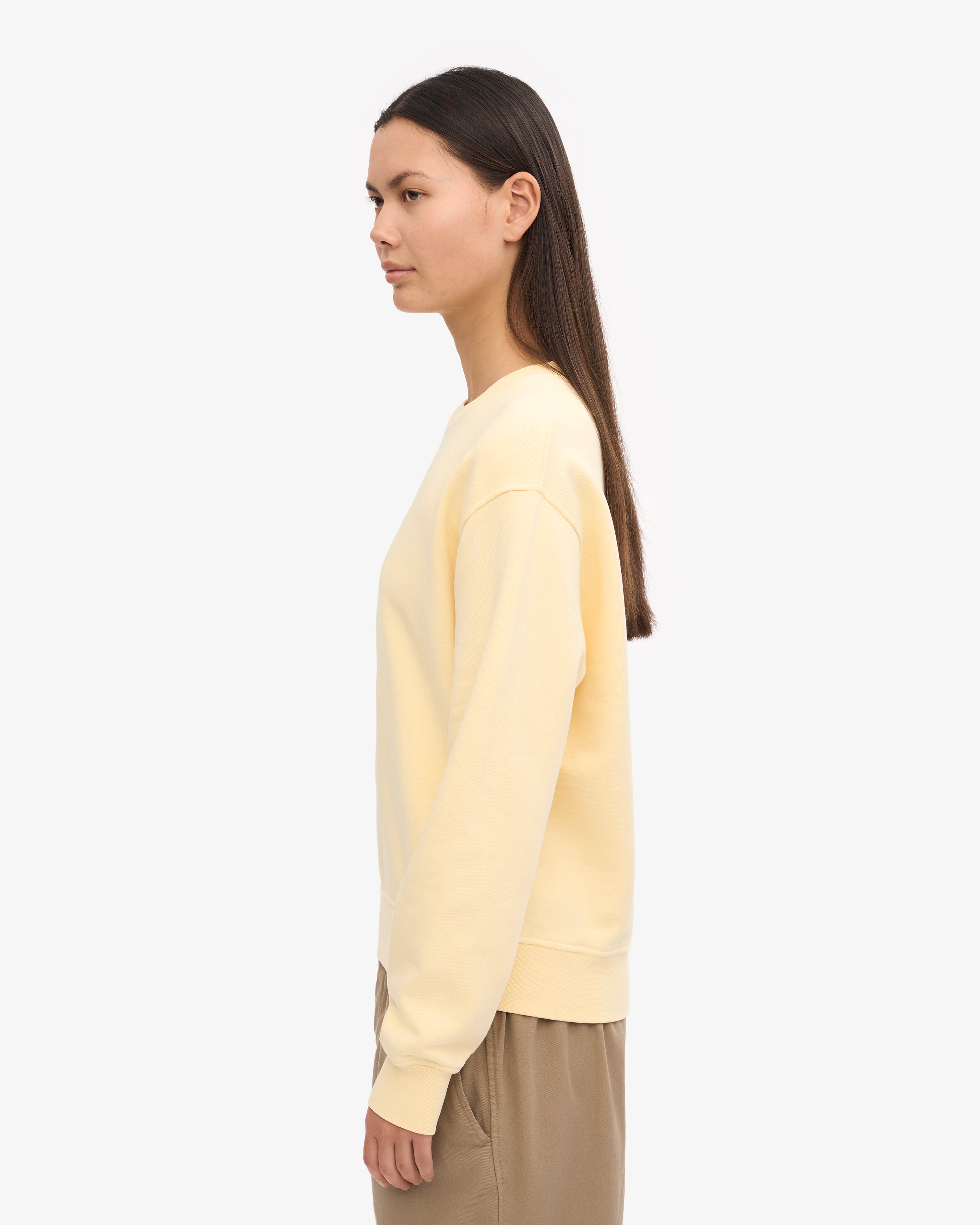 Women's Classic Organic Cotton Crew Neck T-Shirt - Soft Yellow - Casual Wear, Everyday Comfort, Eco-Friendly Fashion
