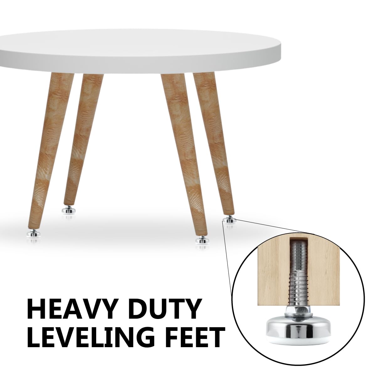 POWERTEC 4-Pack Heavy Duty Adjustable Leveling Feet with 3/8