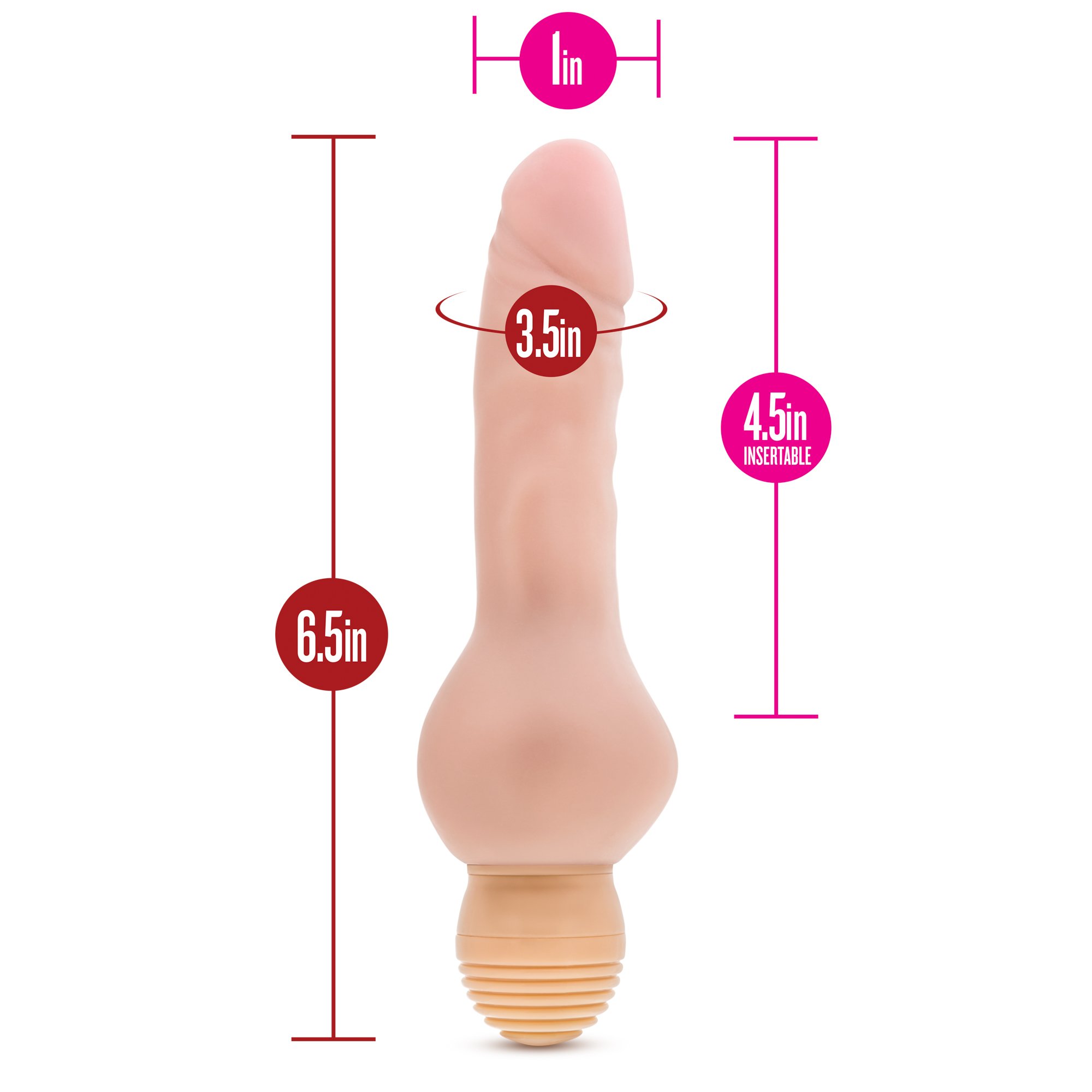 Blush Novelties 6.5 Inch Realistic Curved Vibrating Dildo - Waterproof Silicone Adult Sex Toy for Women - Multi-Speed G-Spot Stimulator with Wide Base for Hands-Free Play (Pink) - Perfect for Solo Play, Couples & BDSM Scenes