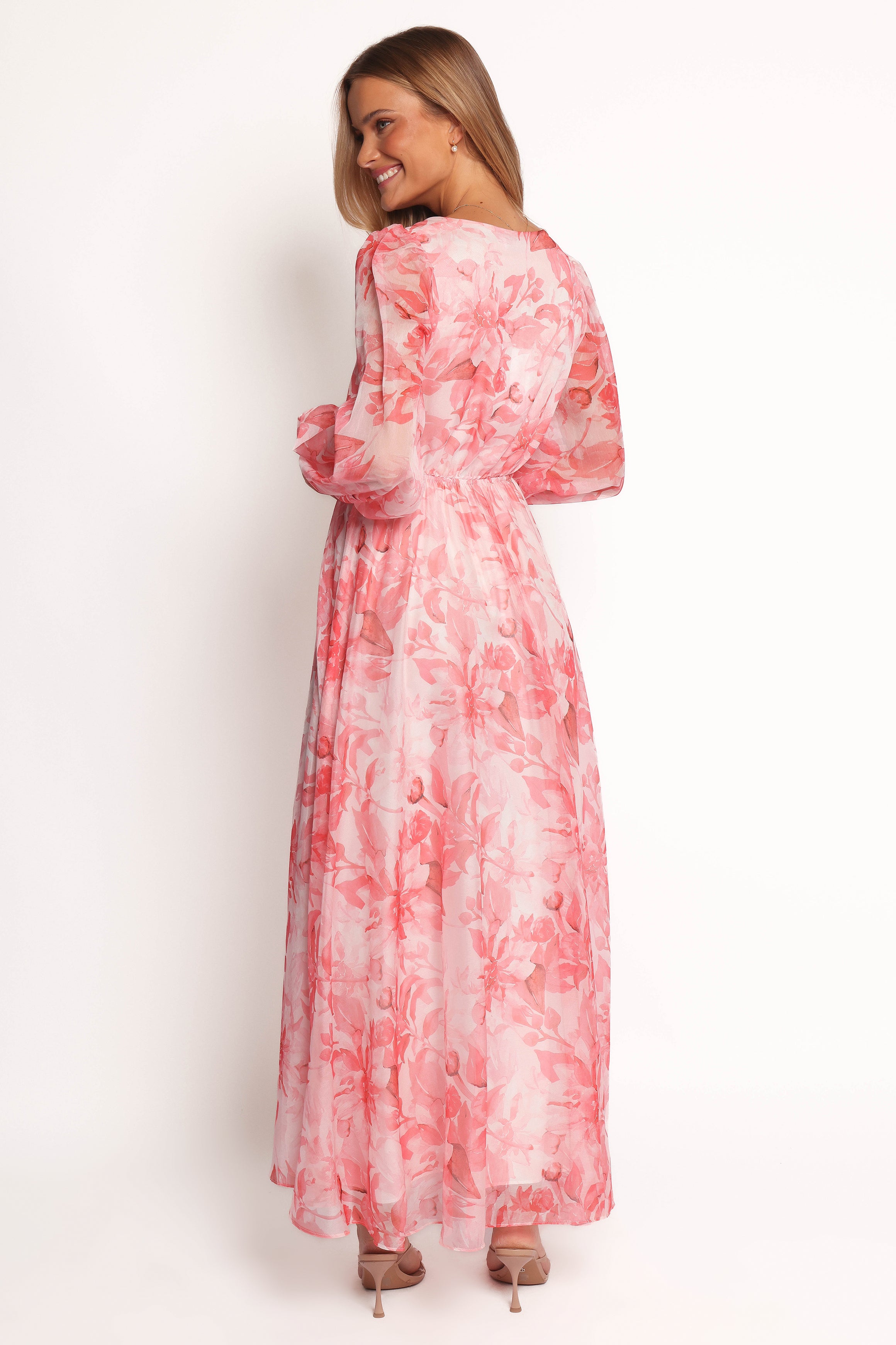 Anisa Maxi Dress - Pink Floral Print Long Summer Dress for Women, Beach Wedding Party Vacation Outfit