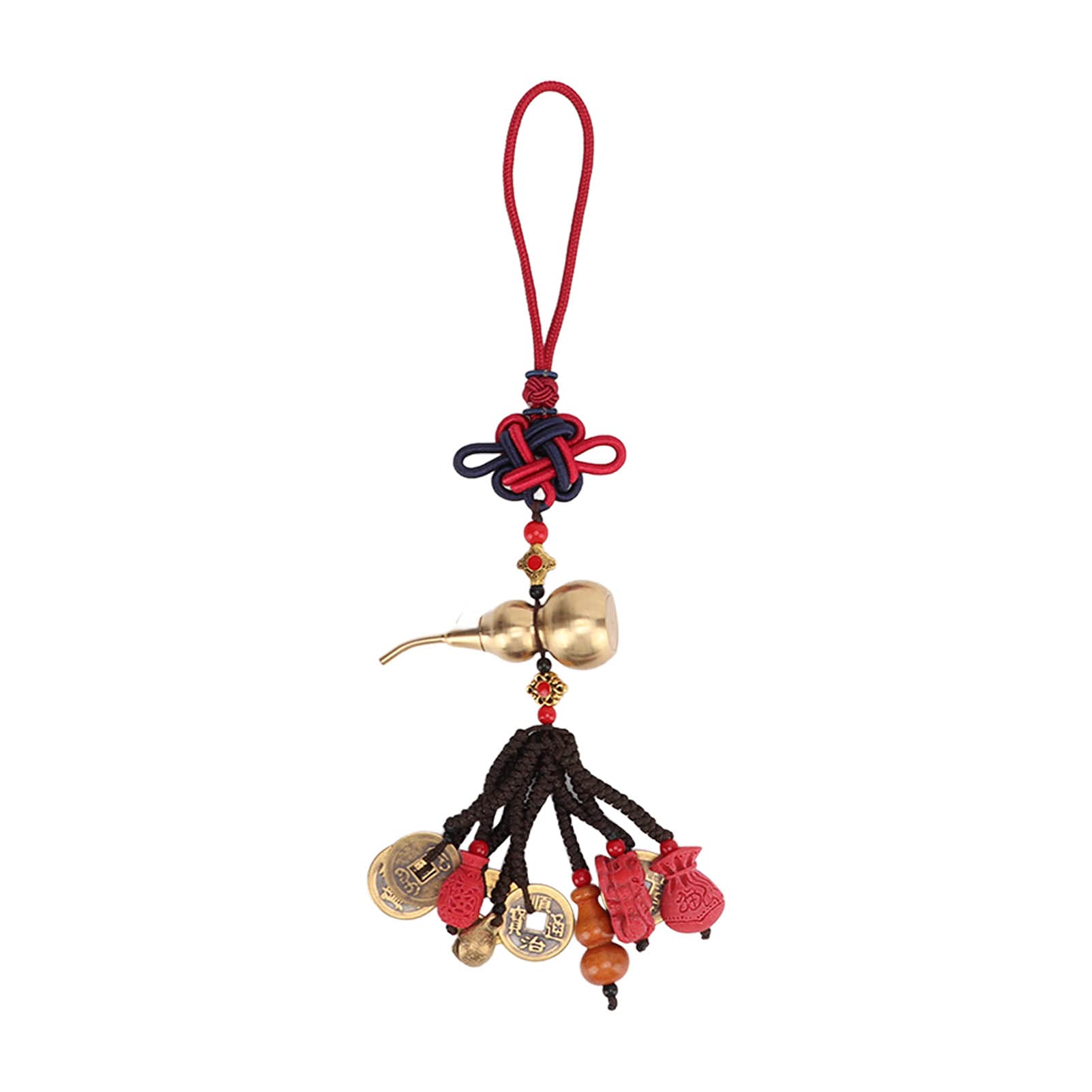 Agatige Brass Gourd Car Pendant - Lucky Calabash Amulet Hanging Ornament for Rearview Mirror | Feng Shui Protection & Safe Driving Charm | Perfect for Cars, Trucks & Vehicles