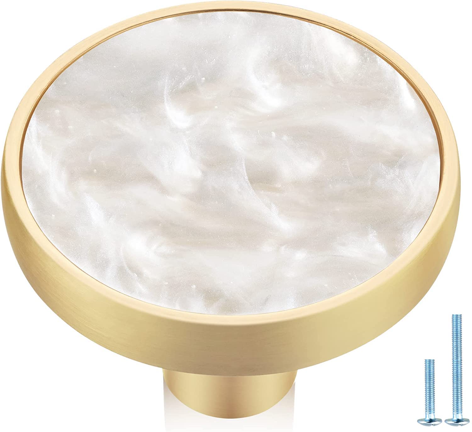 Gold Pearl Dresser Knobs 6-Pack - Brushed Brass Cabinet Pulls for Kitchen & Bathroom Decor