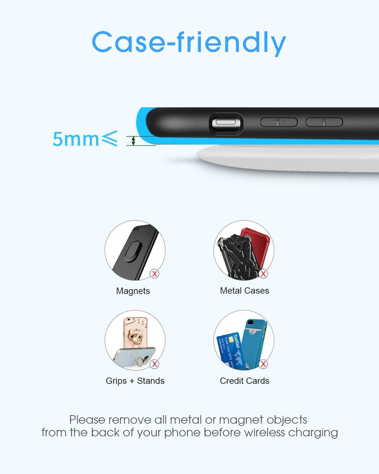 NANAMI Fast Wireless Charging Stand Pad Set - Qi Certified 15W Fast Wireless Charger for iPhone 15/14/13/12/11 Pro/XS Max, Samsung Galaxy S24/S23/S22/S21/S20/S10/S9/S8/Note 20, AirPods Pro - Perfect for Home, Office & Nightstand Charging