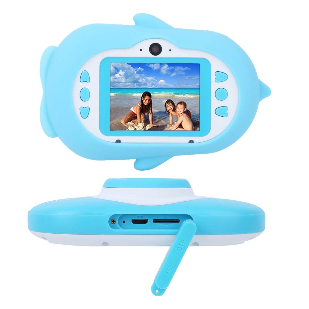 LZKW Mini Kids Digital Camera with IPS Screen, Cartoon Filters & Games - Portable, Waterproof Toy Camera for Boys & Girls - Perfect Birthday Gift for Children (Blue) - Capture Fun Moments at Parties, Travel & Outdoor Adventures