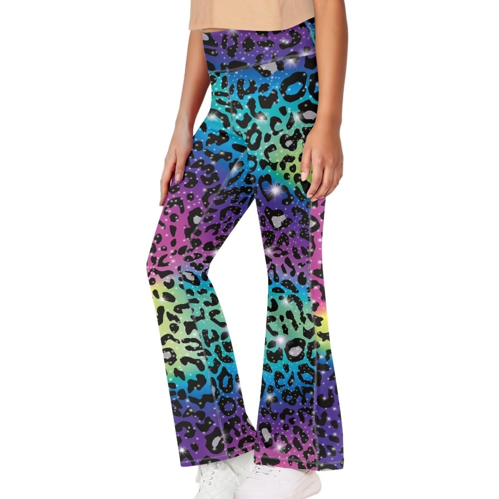 Girls High Waisted Flare Leggings - Casual Wide Leg Bell Bottom Yoga Pants for Kids Age 5-14 | Perfect for School, Dance Class & Playtime