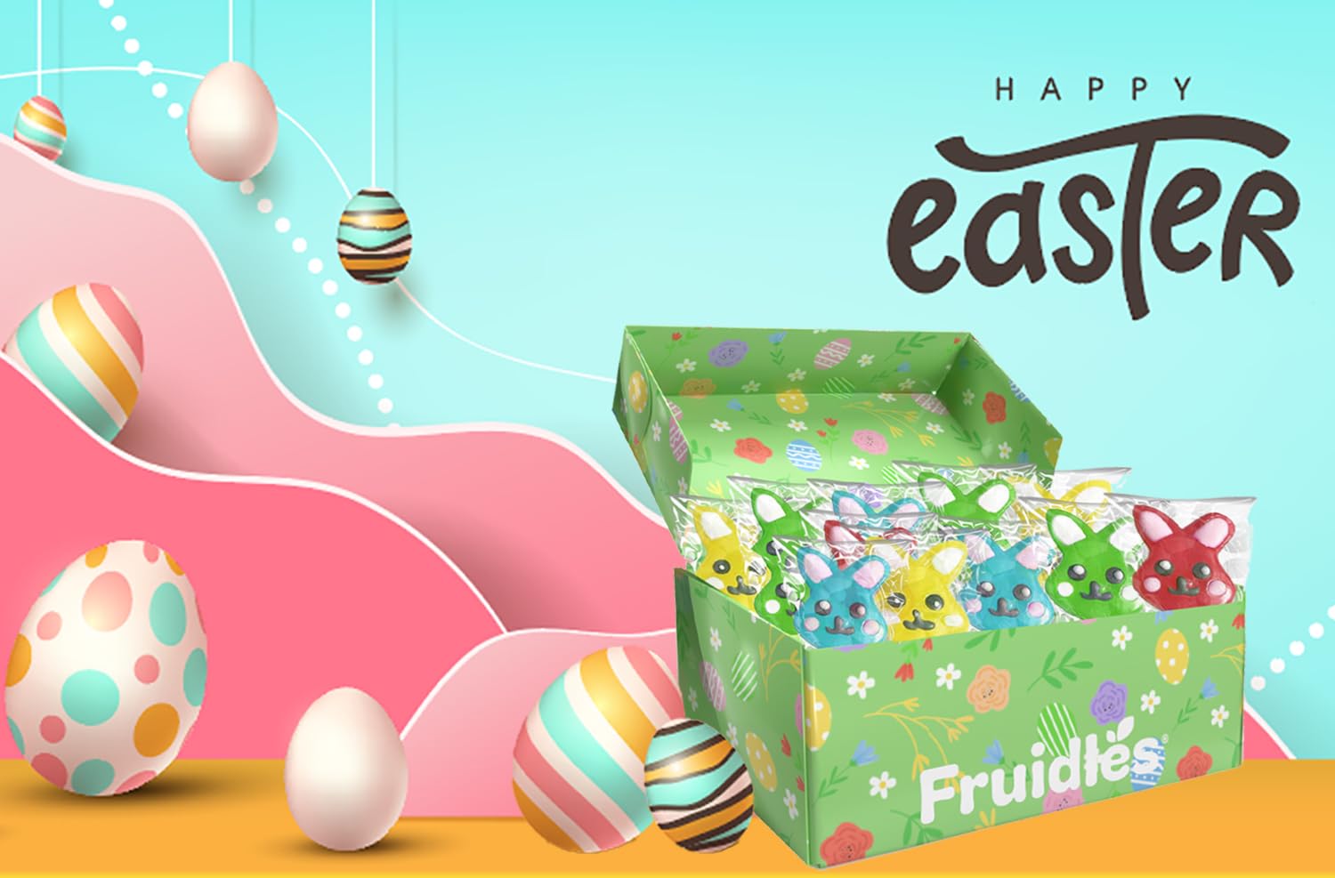 Happy Easter Bunny Lollipops 24-Pack - Colorful Easter Egg & Bunny Rabbit Shaped Suckers with Carrot Designs | Fat-Free, Individually Wrapped Candy | Perfect for Easter Baskets, Party Favors & Classroom Treats