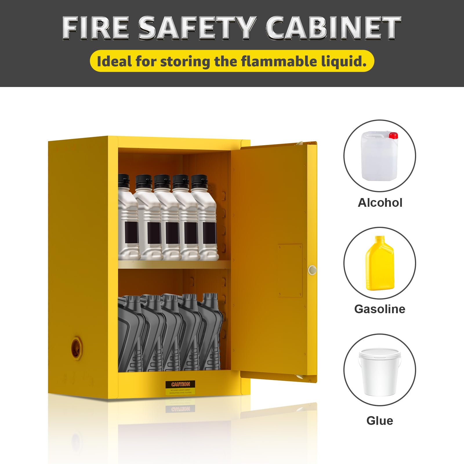 Vohala Galvanized Steel Flammable Storage Cabinet - Fireproof Safety Cabinet for Industrial Chemicals & Hazardous Materials (23.23