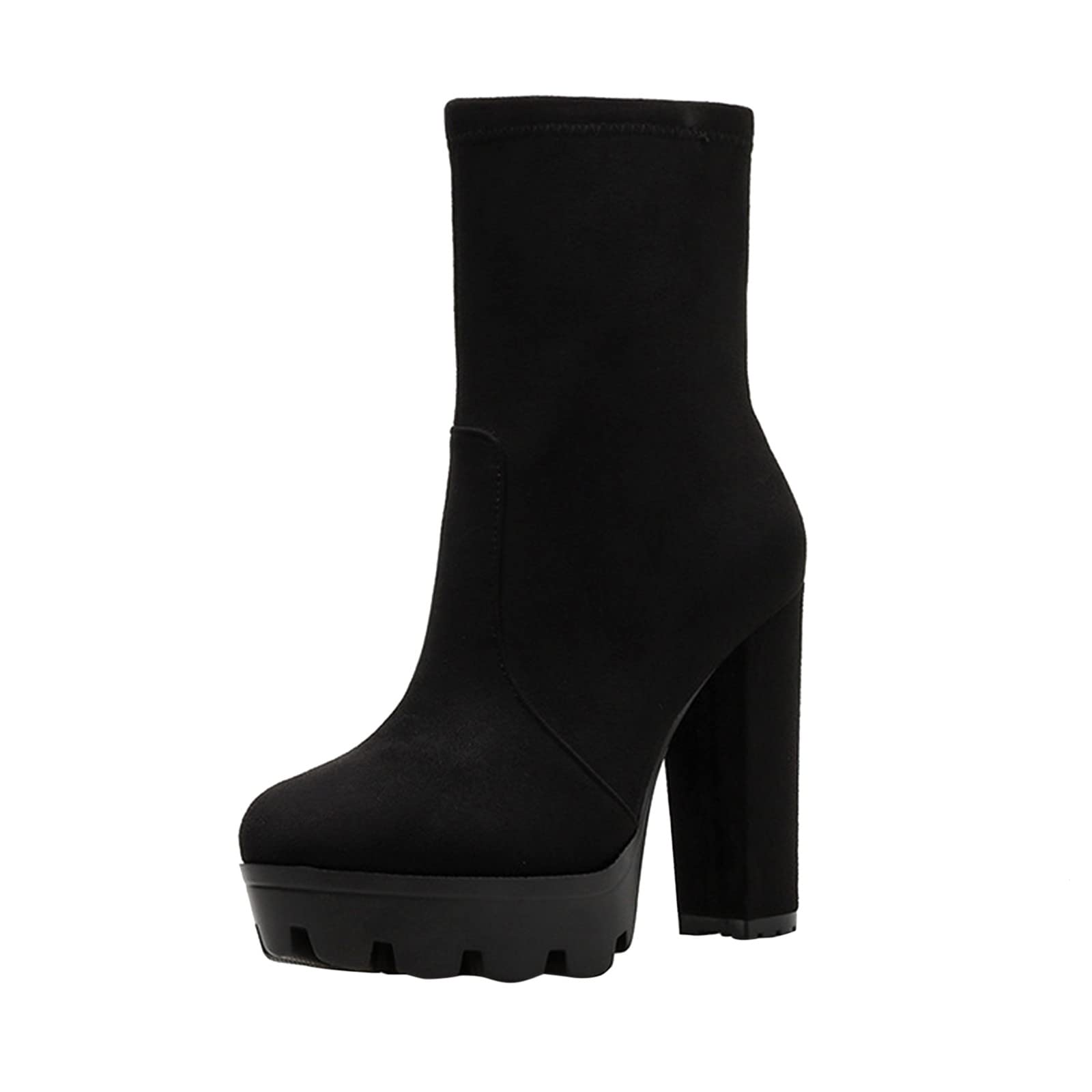 YSJZBS Women's High Heel Boots - British Style Side Zipper Ankle Boots with Thick Heel for Jeans | Fashionable Winter & Party Footwear for Women