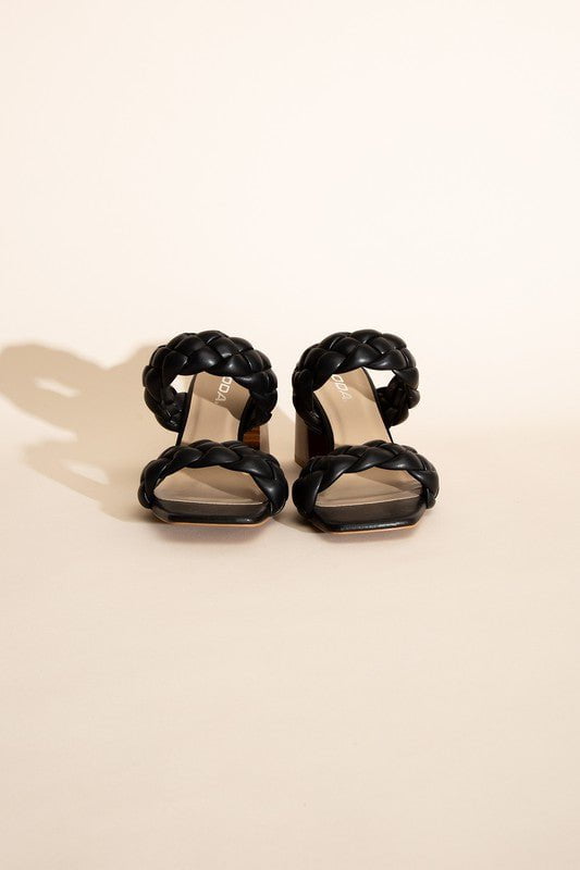 Braided Heel Black Sandals for Women - Stylish & Comfortable Summer Shoes for Beach, Party, and Casual Wear