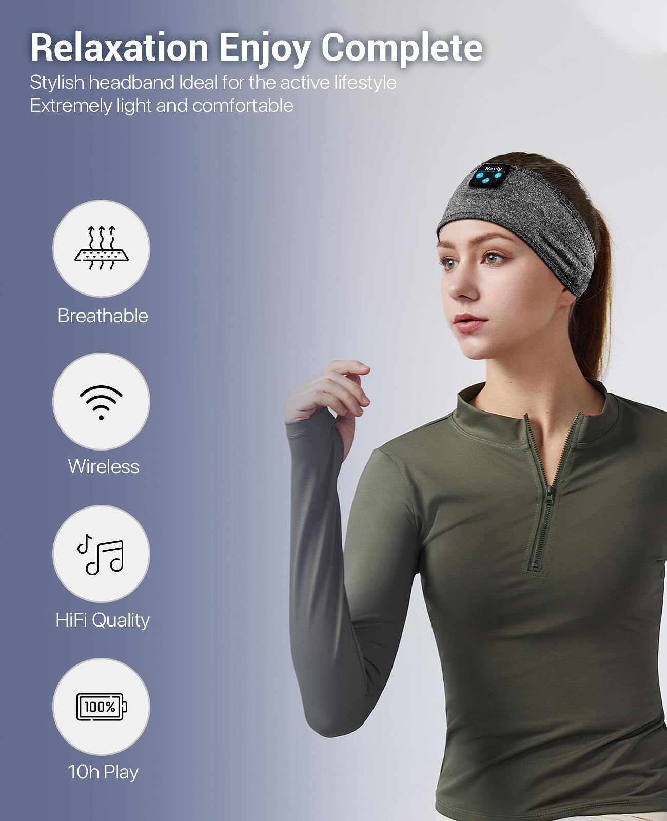 Bluetooth Sleep Headphones for Side Sleepers - Wireless Headband Headphones with Ultra-Thin Speakers, Comfortable Sleeping Headphones for Women & Men - Perfect for Nighttime Relaxation, Meditation, Travel & Lounging