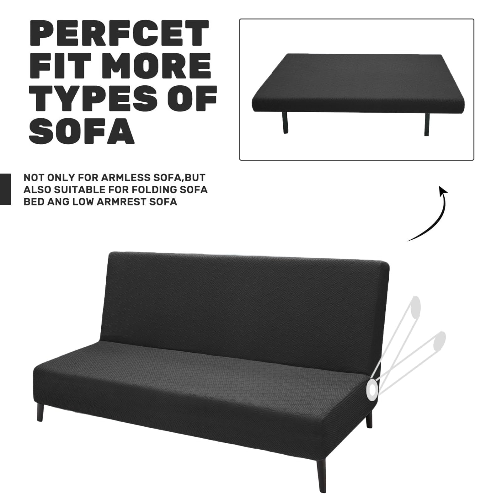 Stretch Jacquard Futon Cover Full Size - Non-Slip Sofa Bed Slipcover for Cozy Home Decor