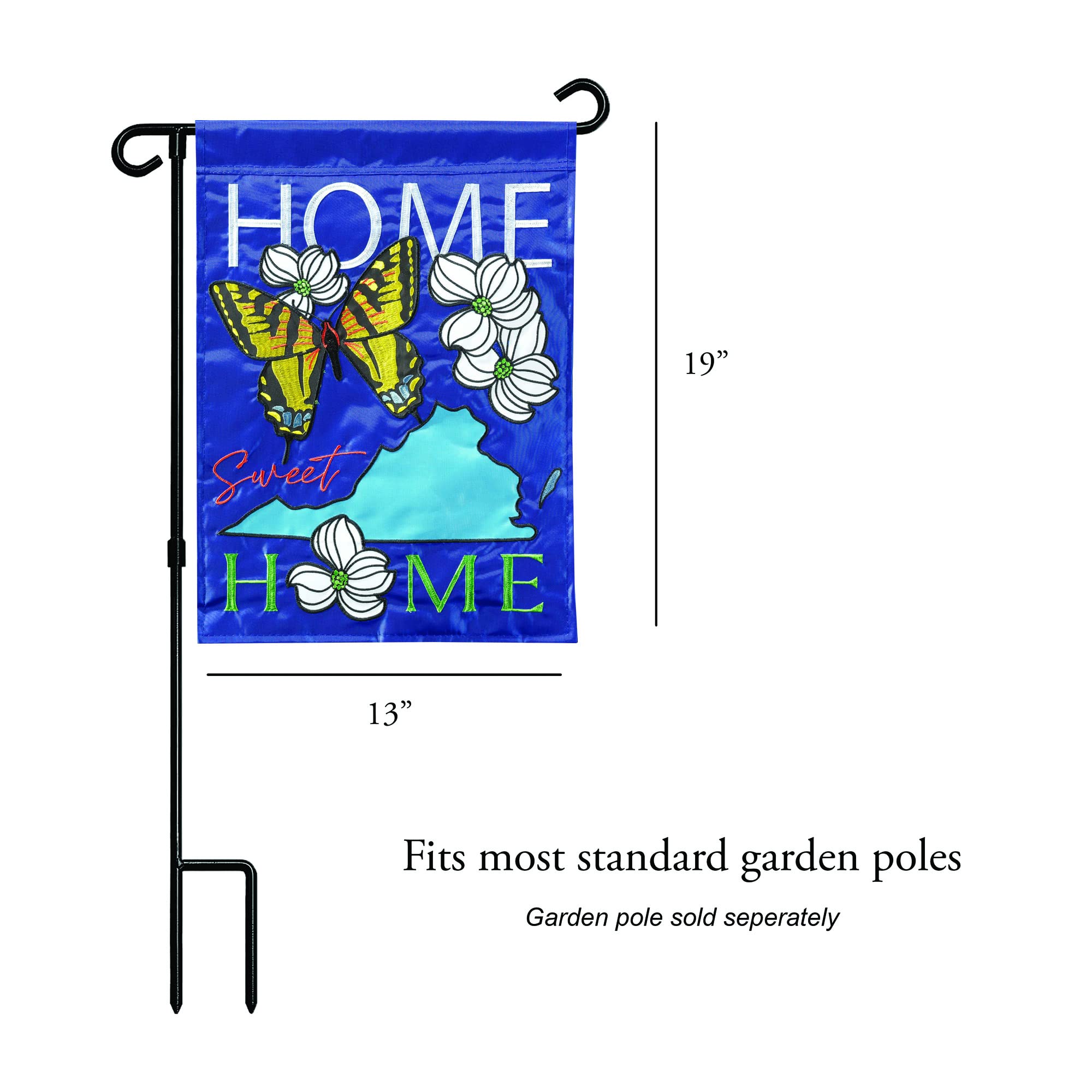 Magnolia Garden Home Sweet Home KY 13x19 Inch Blue Polyester Outdoor Hanging Flag - Perfect for Porch Decor, Patio Display & Seasonal Yard Decoration