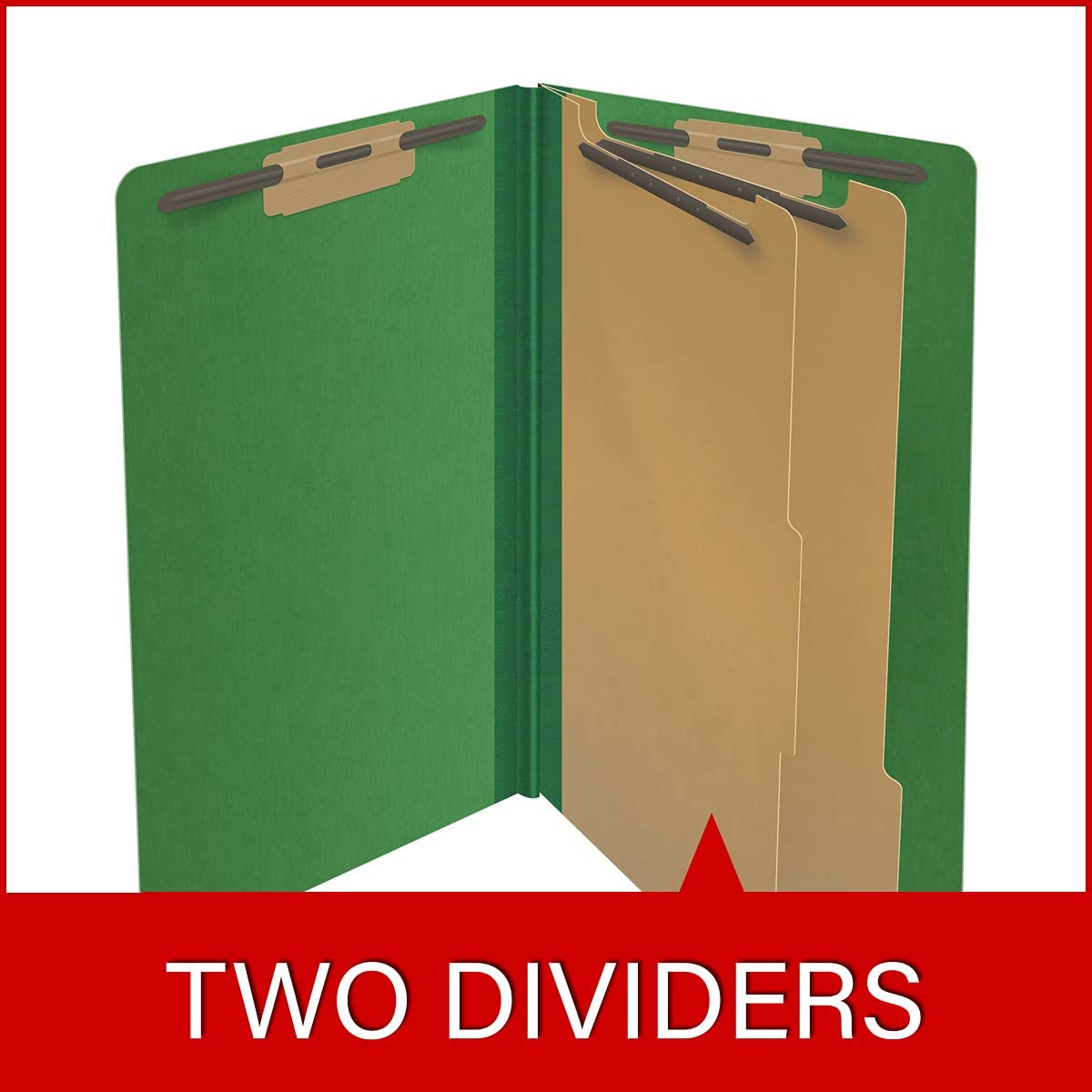 25-Point Pressboard Classification Folders with Full Cut End Tab - Legal Size, 2 Dividers, Moss Green (Box of 10) - Perfect for Office Organization, Document Filing & Legal Paperwork