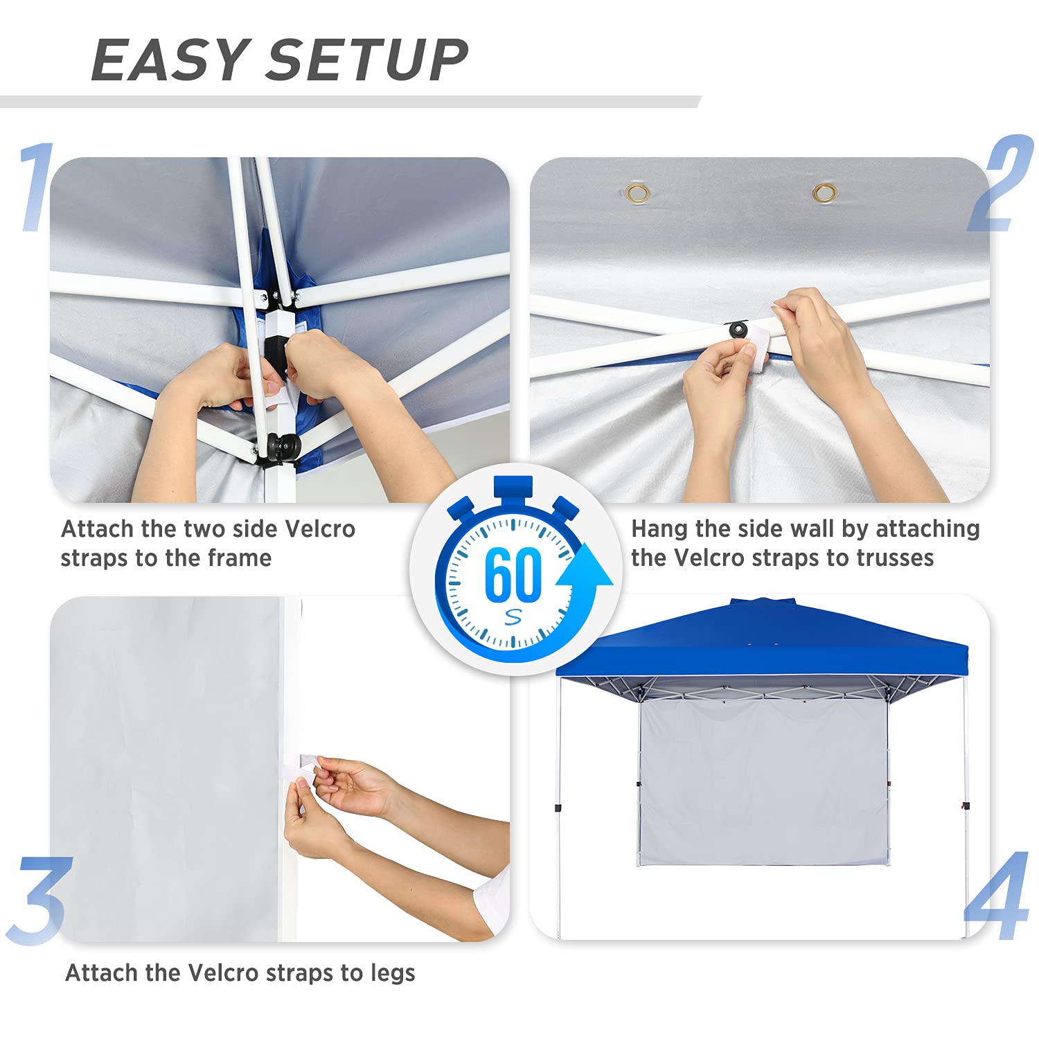 EAGLE PEAK 10x10 Straight Leg Canopy Sunwall/Sidewall - 1 Side Panel, Blue - Perfect for Outdoor Events, Beach Parties & Camping Shelter